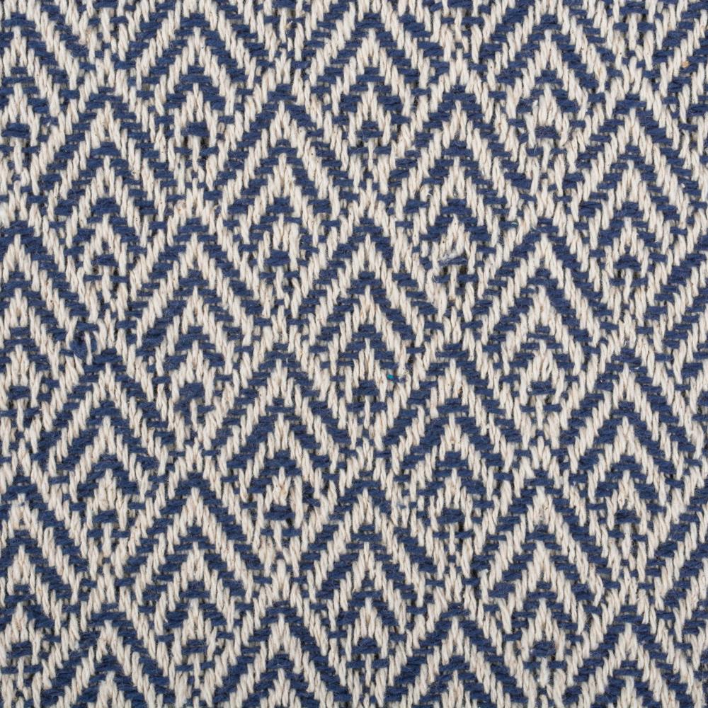 Nautical Blue Cotton Diamond Throw Blanket with Fringe