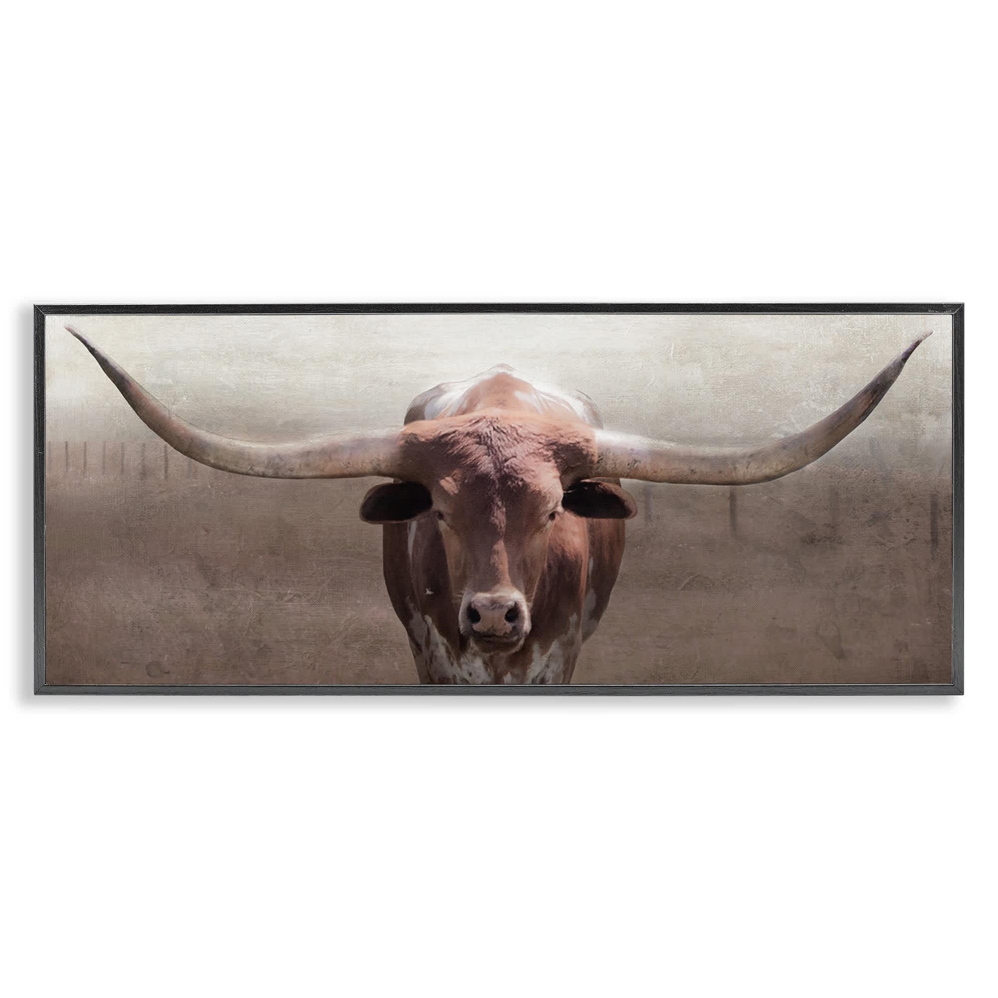 Stupell Industries BS-218-FR-13X30 Rustic Western Longhorn Black Framed Giclee Art By Carol Robinson 30 x 13