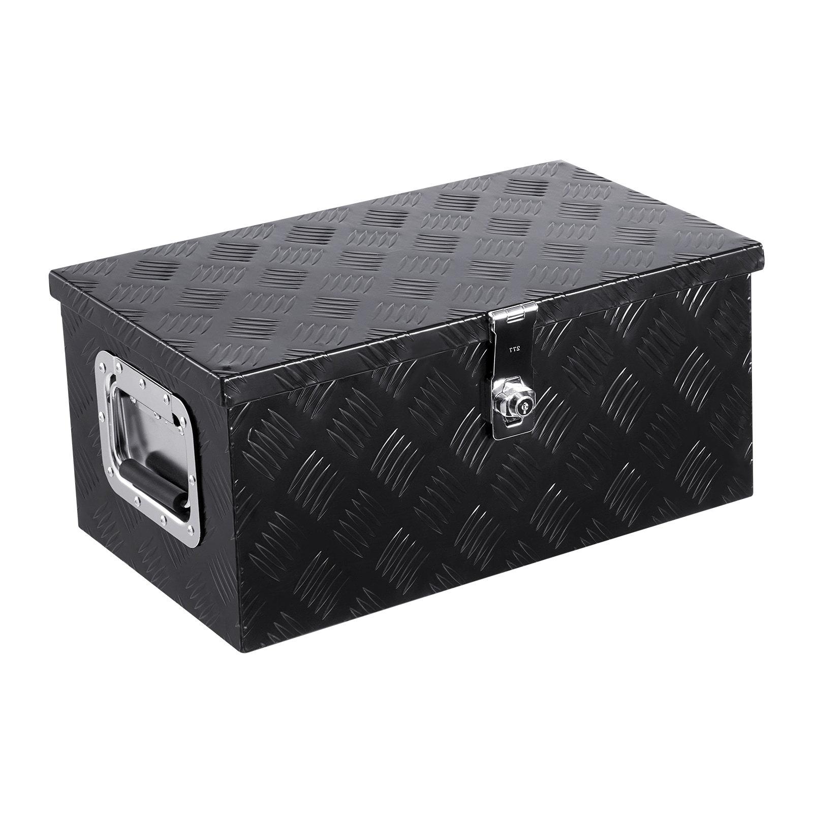 Mecale Aluminum Truck Bed Tool Box 20 x 12 x 9.5 in Stripes Pattern T-Handle Lock Spring Lid Black #VOL-7IAI1P