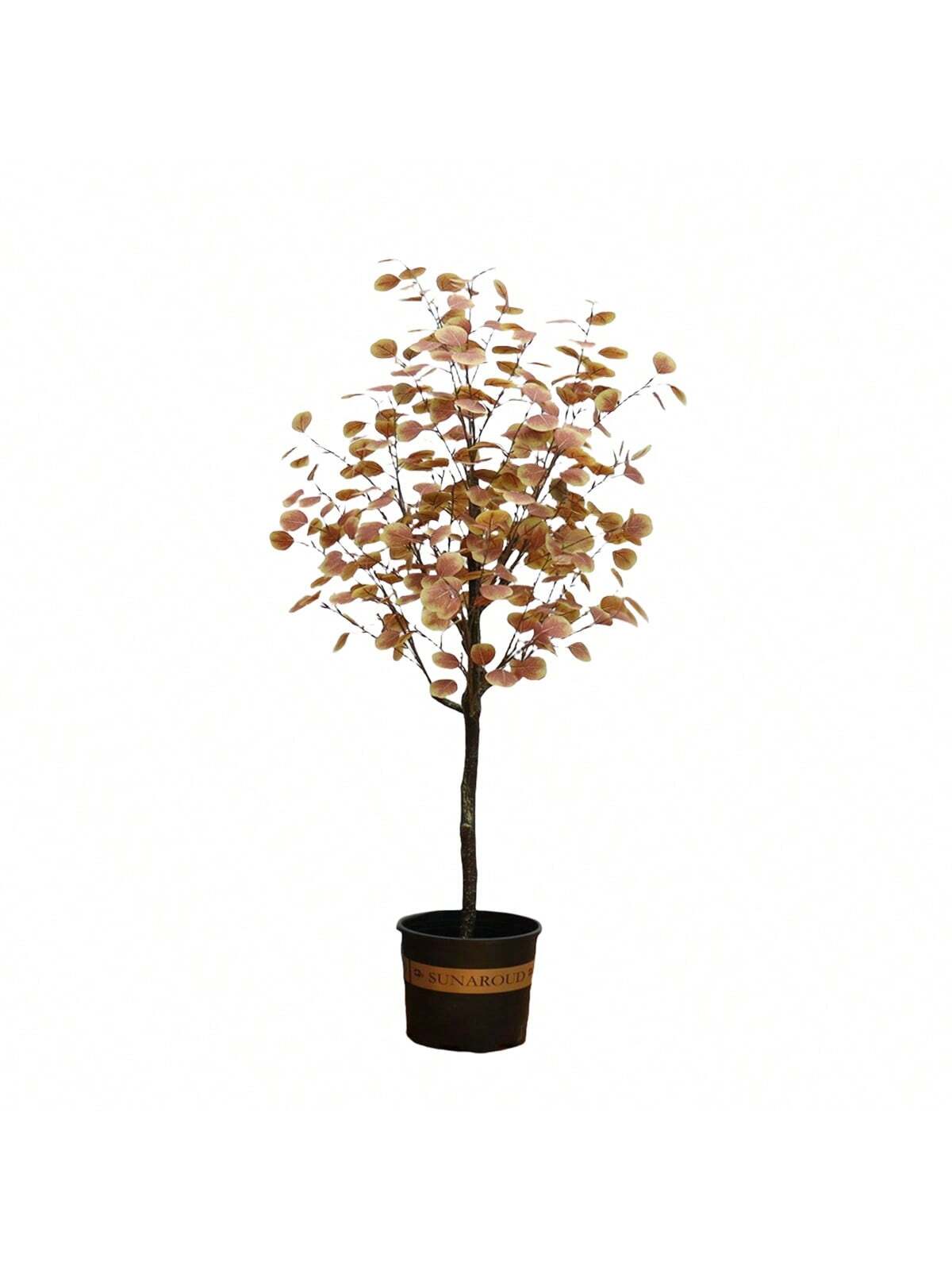Qeetex FQZOL-LKRD68SE-HF4 4FT/5FT/6FT Tall Artificial Autumn Eucalyptus Tree. Artificial Fall Eucalyptus Tree.Fake Plant With Pot.Realistic Fall Leaf Autumn Leaves Silk Golden Silver Leaves Rama Decoration