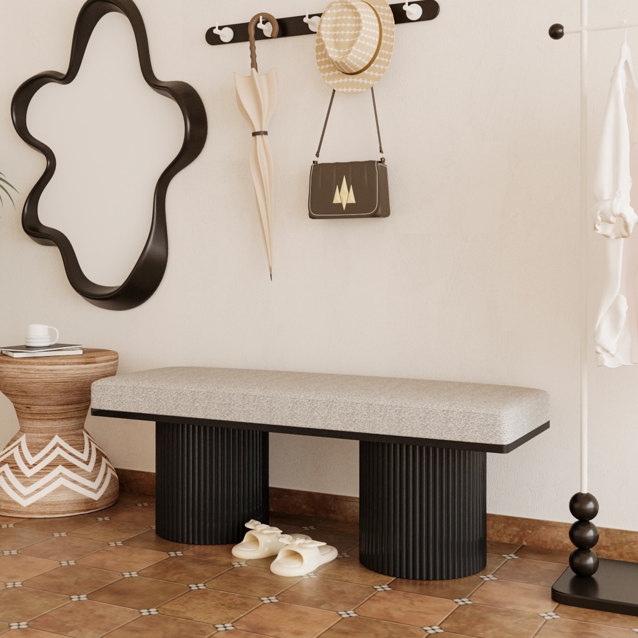 Lycvki 1658 Casual LIGHT GREY Accent Bench 48-in x 18.1-in x 16.7-in
