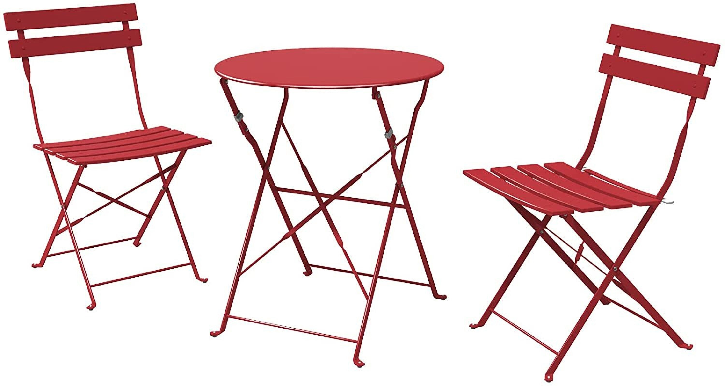 BANSA ROSE BLZY1702 3 -Piece Red Patio Dining Set Aluminum Rectangle Table with 3 Stationary Chairs
