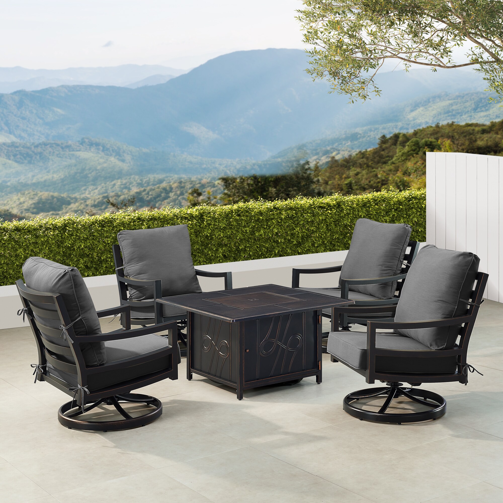 Oakland Living HUDSON4CHREGISBKCU Patio-Conversation-Sets - View #3