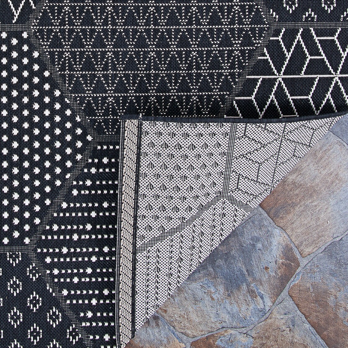 Couristan Afuera Black and Gray Synthetic Rectangular Area Rug