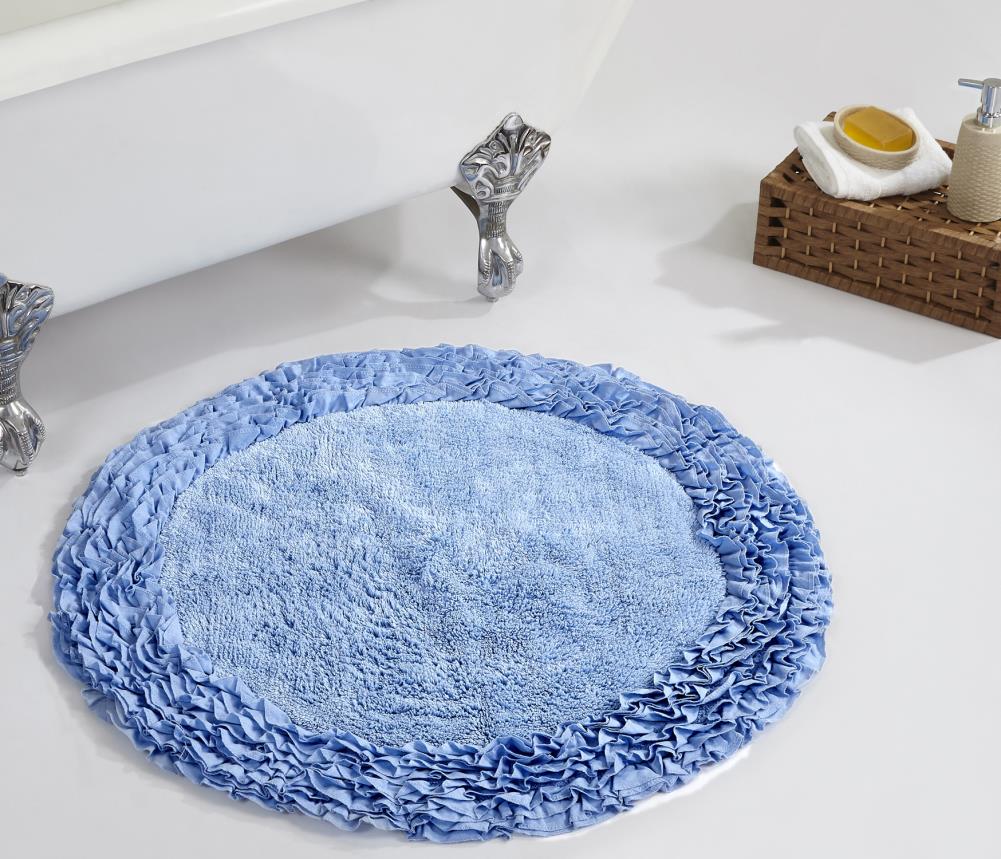 Better Trends BARR30RBL Shaggy Border Bath Rug 30-Inches x 30-Inches Blue Cotton Bath rug