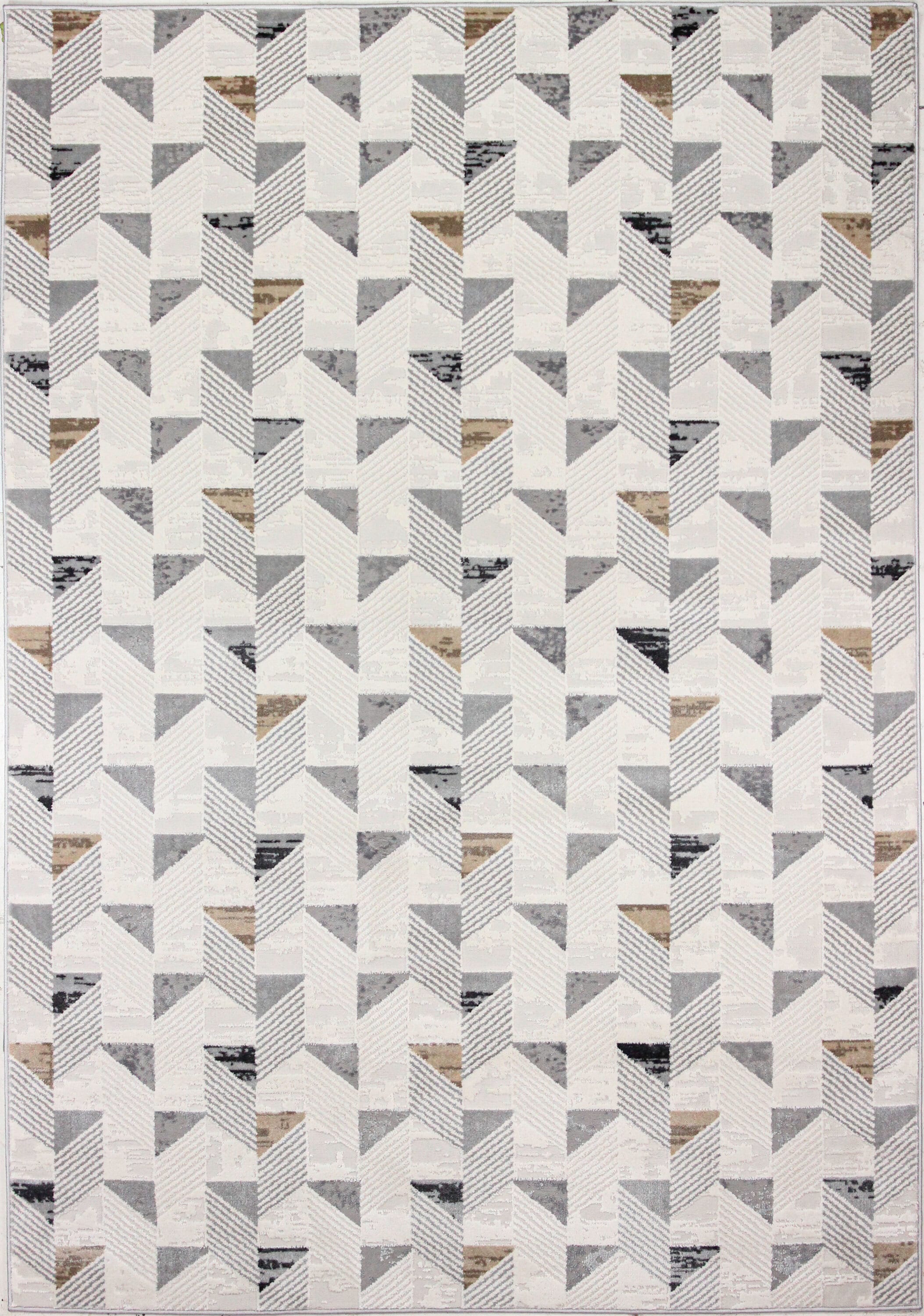 Bashian 649652298382 5 X 8 (ft) Ivory/Grey Indoor Geometric Industrial Area Rug
