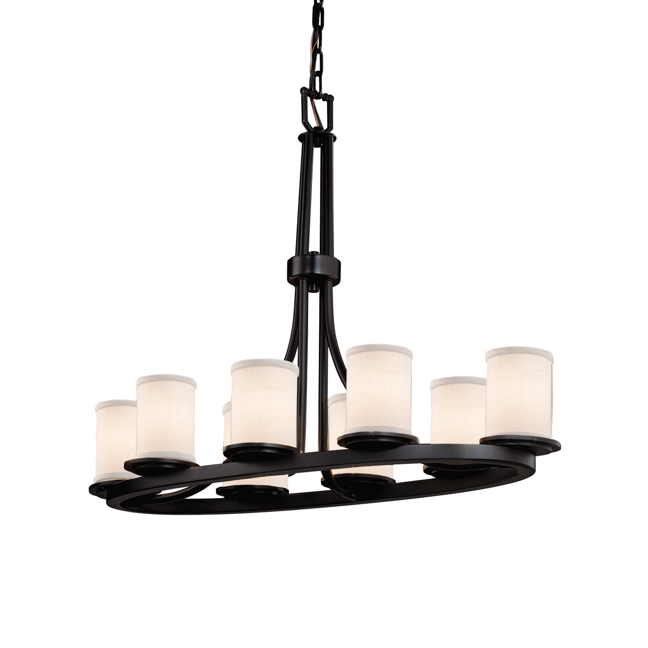 Justice Design Group FAB-8751-10-WHTE-MB Textile 8-Light Matte Black Transitional Damp Rated Chandelier