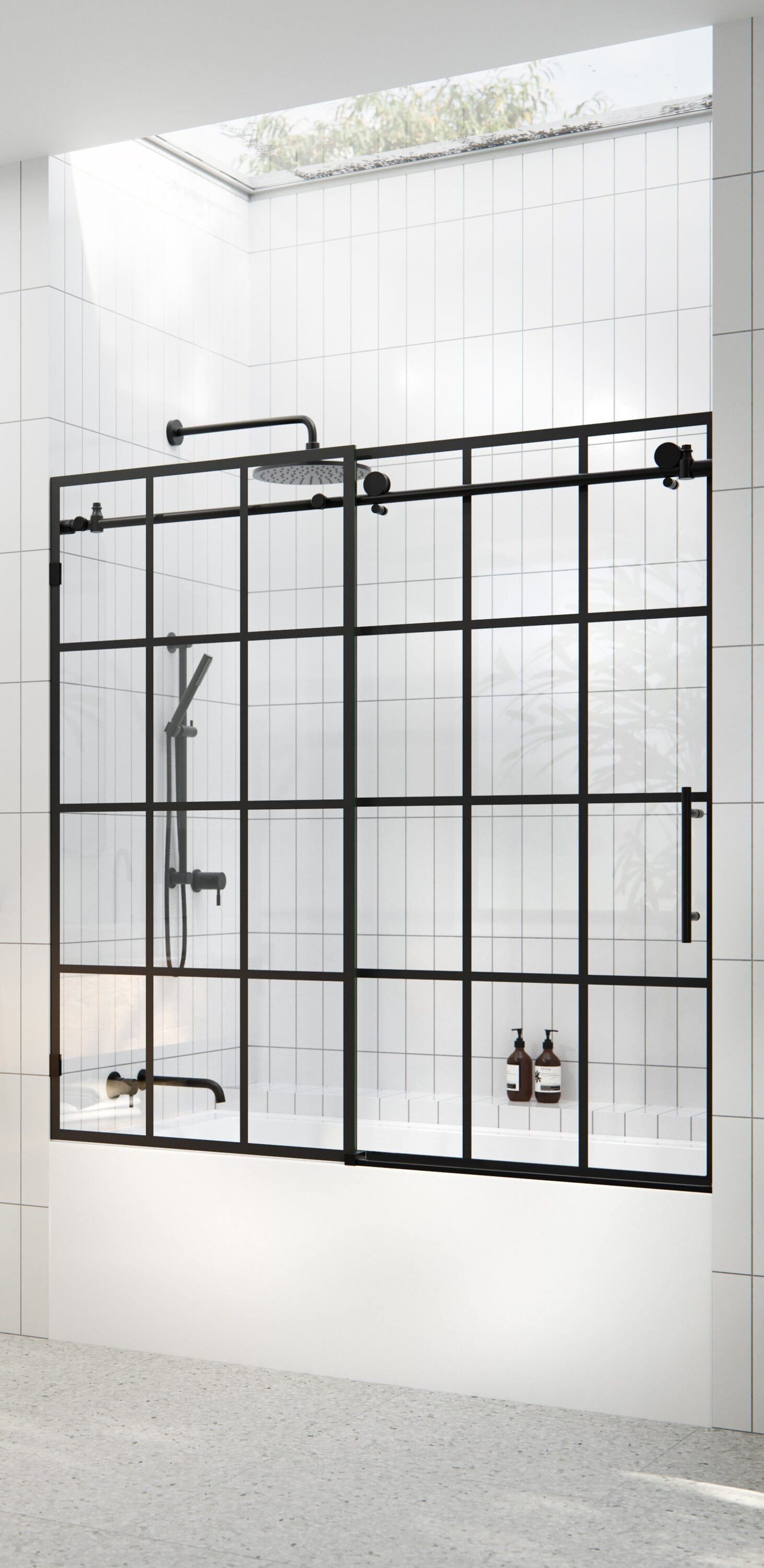 Glass Warehouse FSSBSLD-R-60-MB Espirt Matte Black 56-in to 60-in W x 60-in H Frameless Sliding Bathtub door