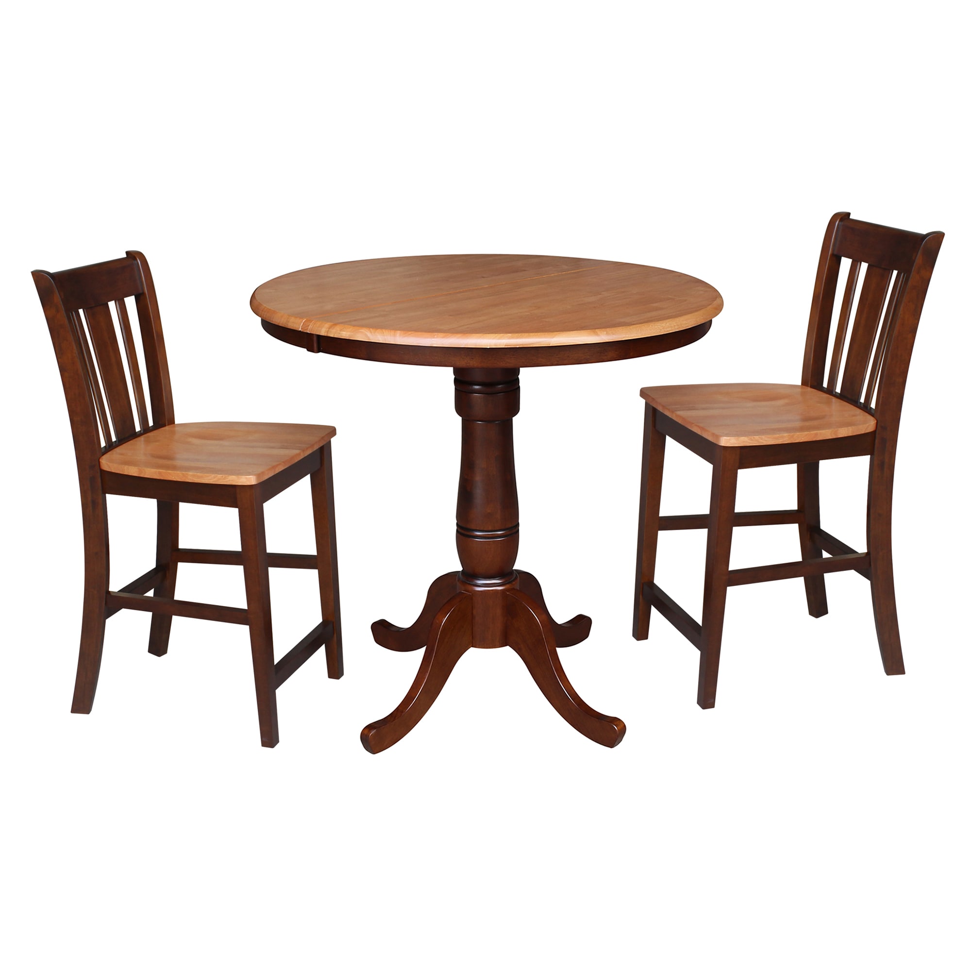 International Concepts K58-36RXT-S102-2 Cinnamon/Espresso Traditional Dining Room Set with Round Table (Seats 2)