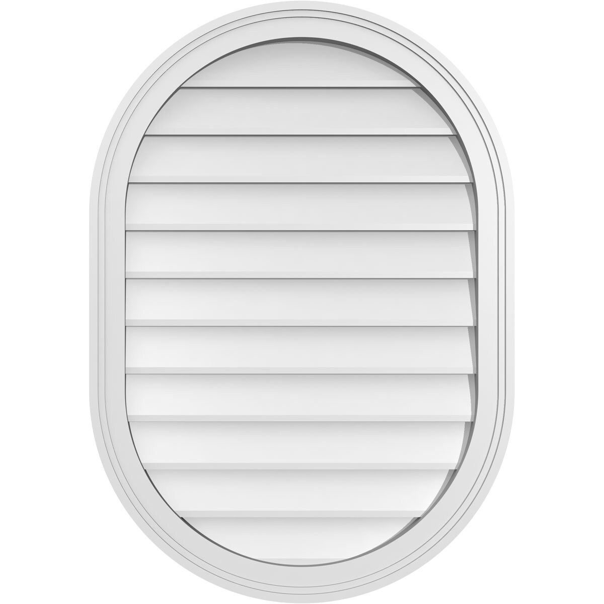 Ekena Millwork GVPVR24X3402SN 24-Inches x 34-Inches Off-white Oval PVC Gable Louver Vent