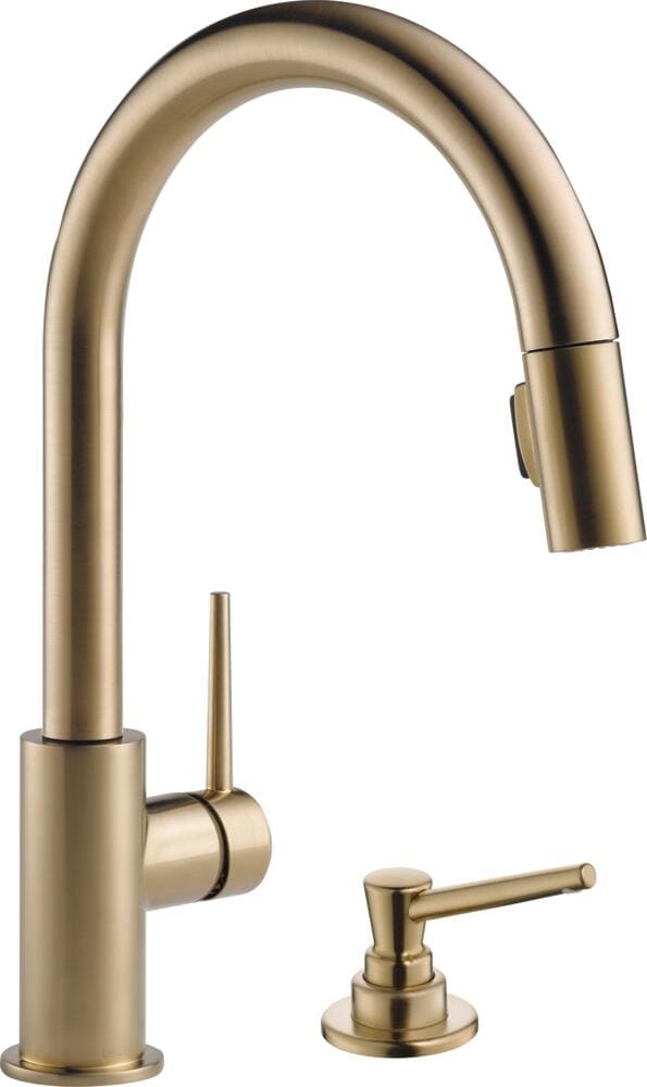 Delta Trinsic Champagne Bronze Pull-down Kitchen Faucet with Sprayer and Soap Dispenser