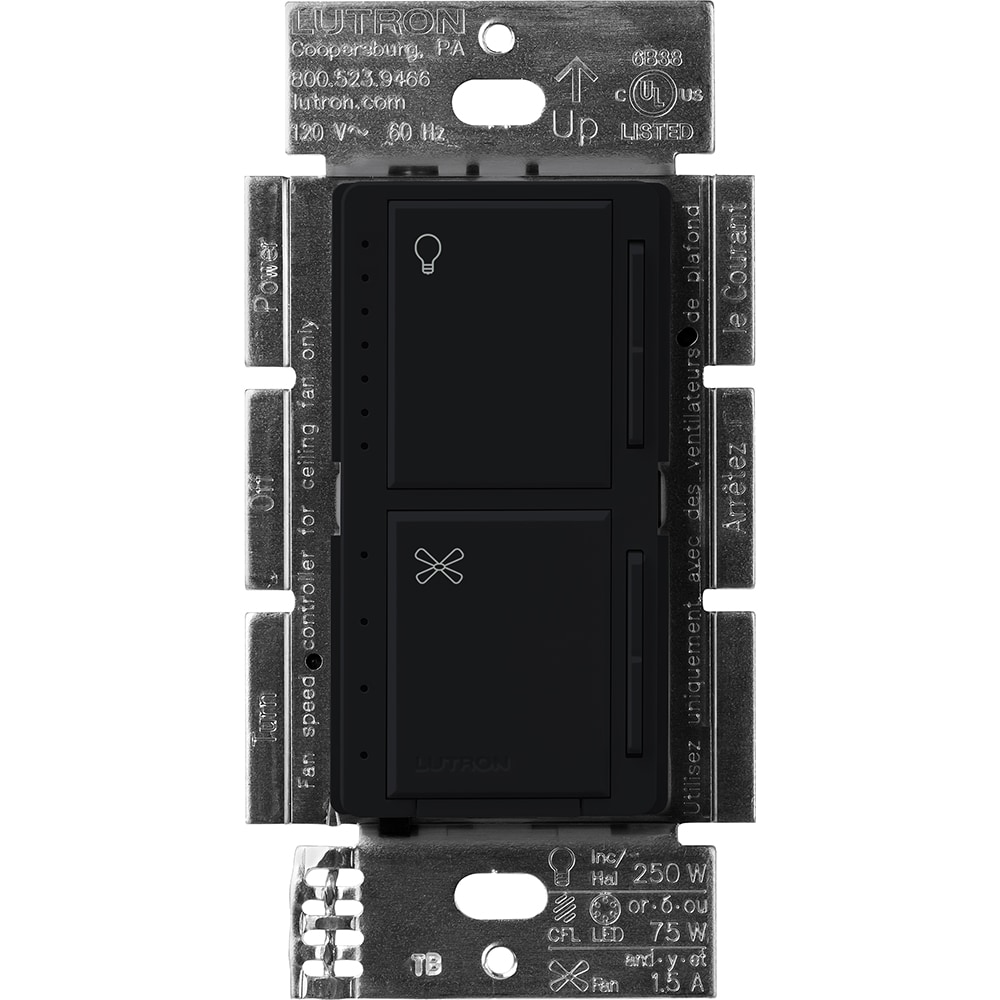 Lutron MACL-LFQ-MN Maestro Fan and Light Control 1.5 -Amp 4-speed Touch Fan Control Midnight