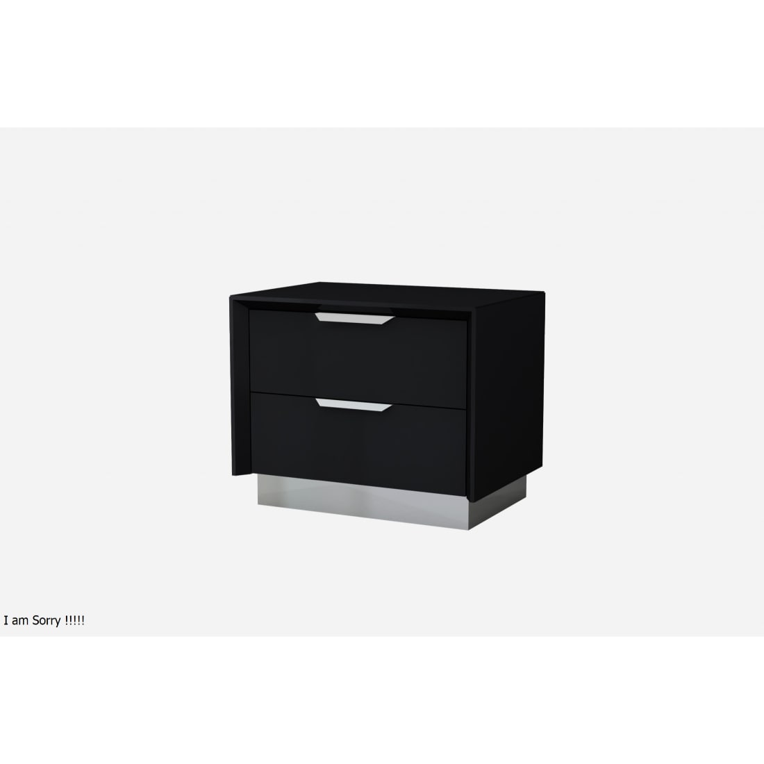 Black and Brown Oak Veneer Two Drawer Nightstand
