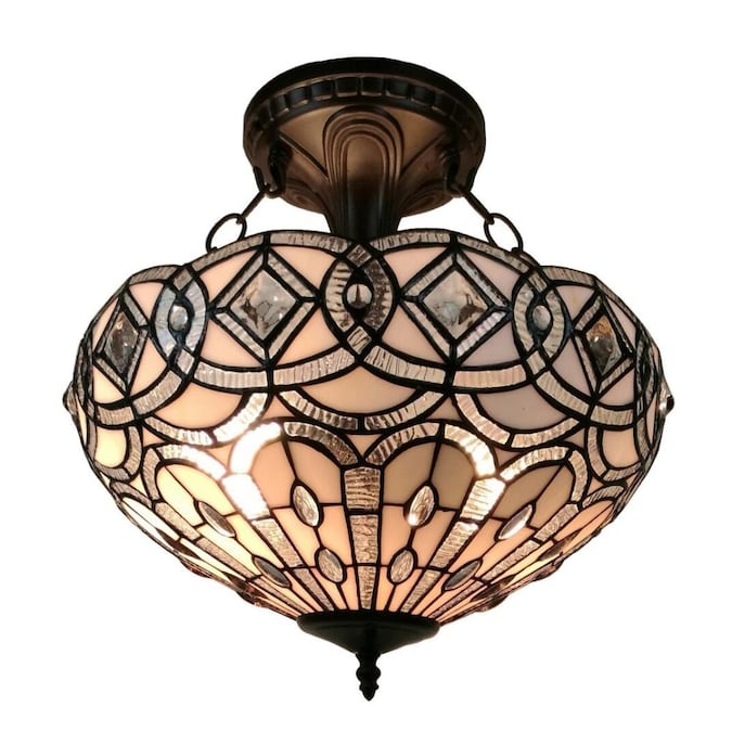 Amora Lighting Multi Stained, Stained Glass Ceiling Light Fixtures