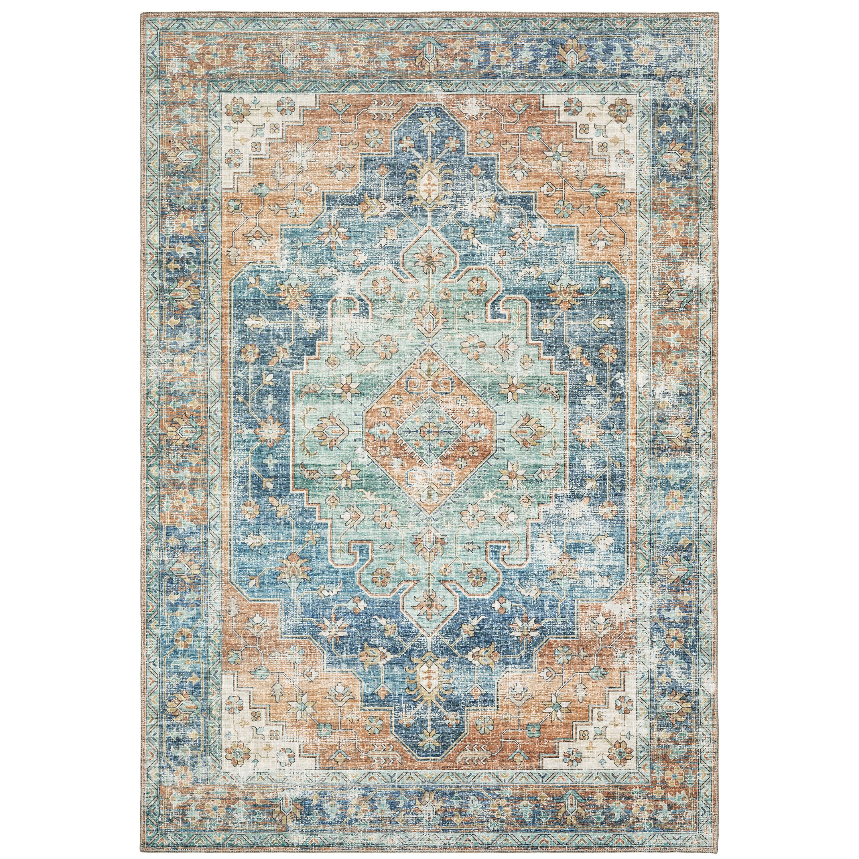 Archer Lane MYER035L Dampman 5 x 7 (ft) Polyester Rust Rectangular Indoor Medallion Bohemian/Eclectic Area rug