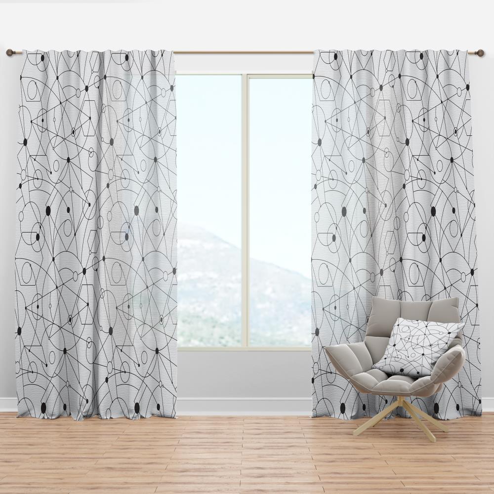 Designart CTN24147-52-90 90-in White Geometric Room darkening Thermal lined Rod pocket Single curtain panel