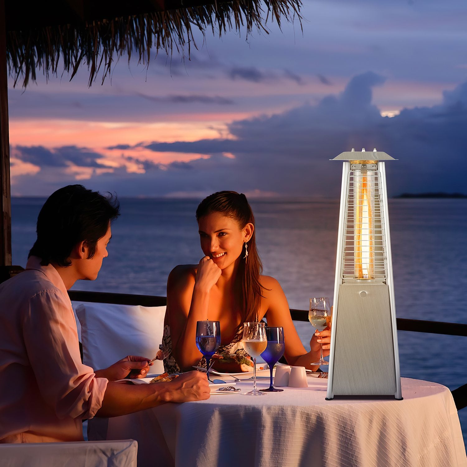 Costway 35 inches Portable Tabletop Pyramid Patio Heater Stainless ...