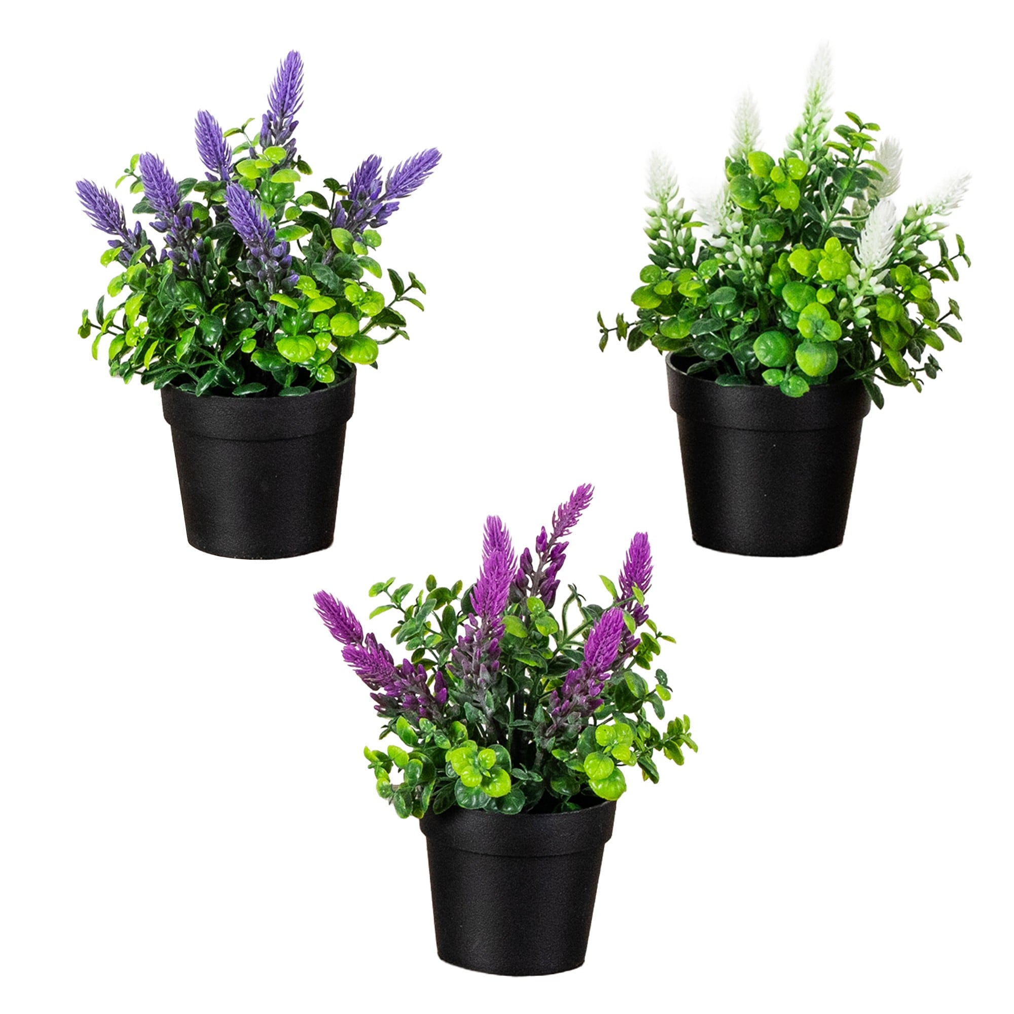 Nearly Natural - 8-in Assorted Indoor Desktop Lavender Artificial Flower