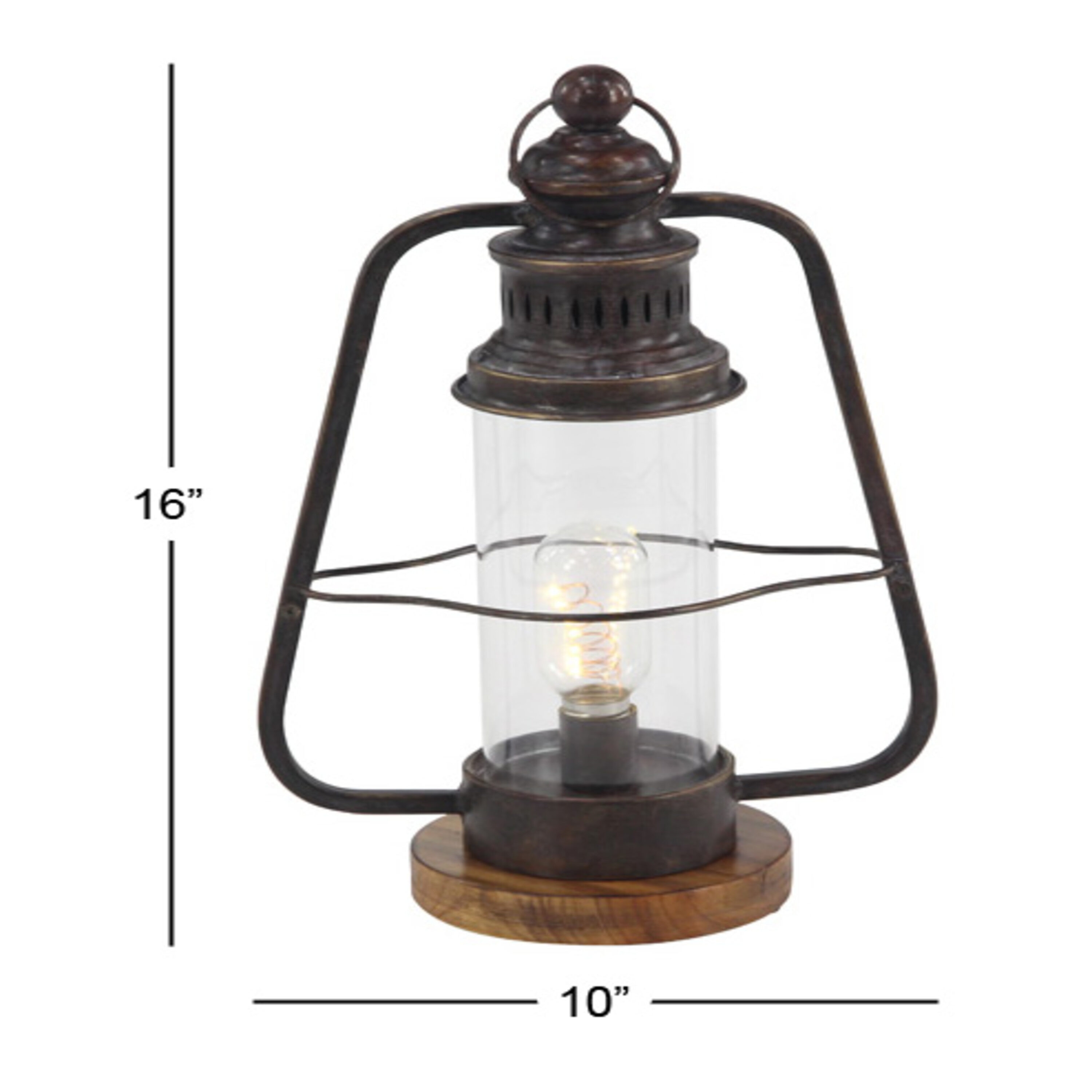 Mercana Keyrock Set of 2 Brown Wood/Metal Candle Holder Lanterns, Indoor  Use, Residential Grade