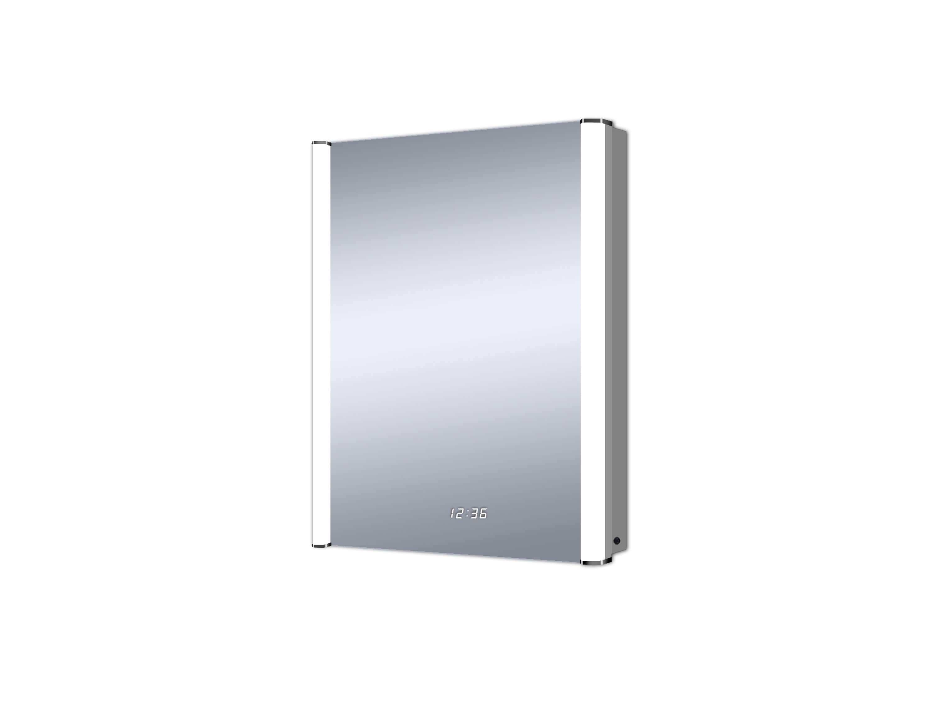 lighted IMPRESSIONS LI8936 Sperry 24-in x 28-in Lighted LED Surface Mount Aluminum Mirrored Soft Close Medicine Cabinet with Outlet
