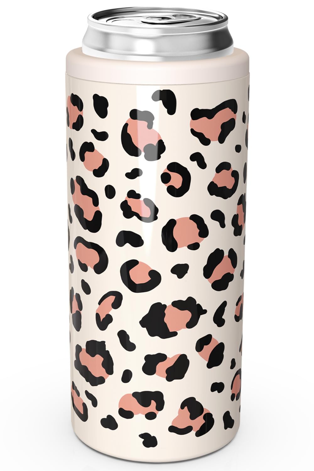 Aoibox - 12 oz Stainless Steel Slim Can Cooler Insulated Holder with Double Wall Leopard Print F...