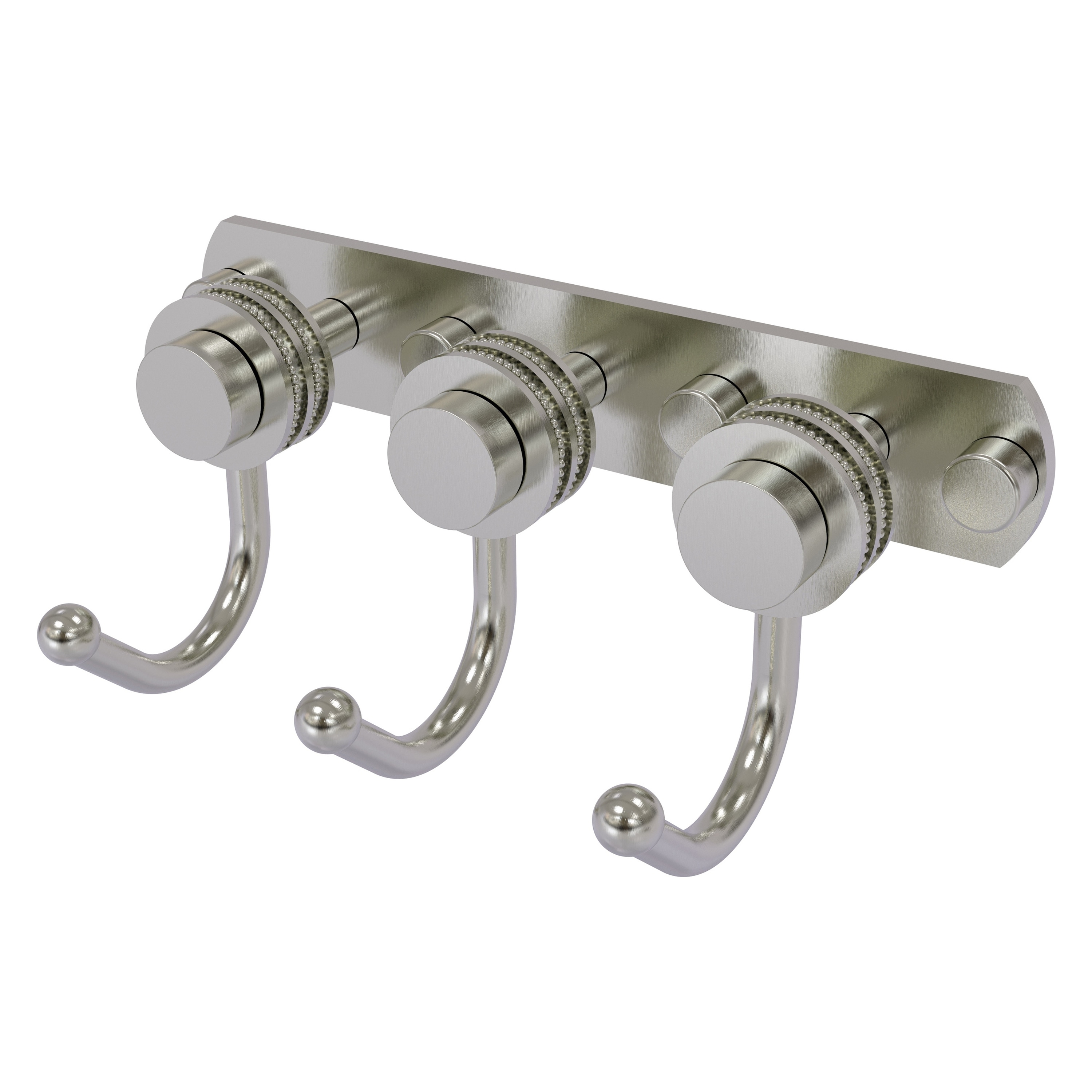 Allied Brass 920D-3-SN Mercury Satin Nickel Triple -Hook Wall mount Towel Hook