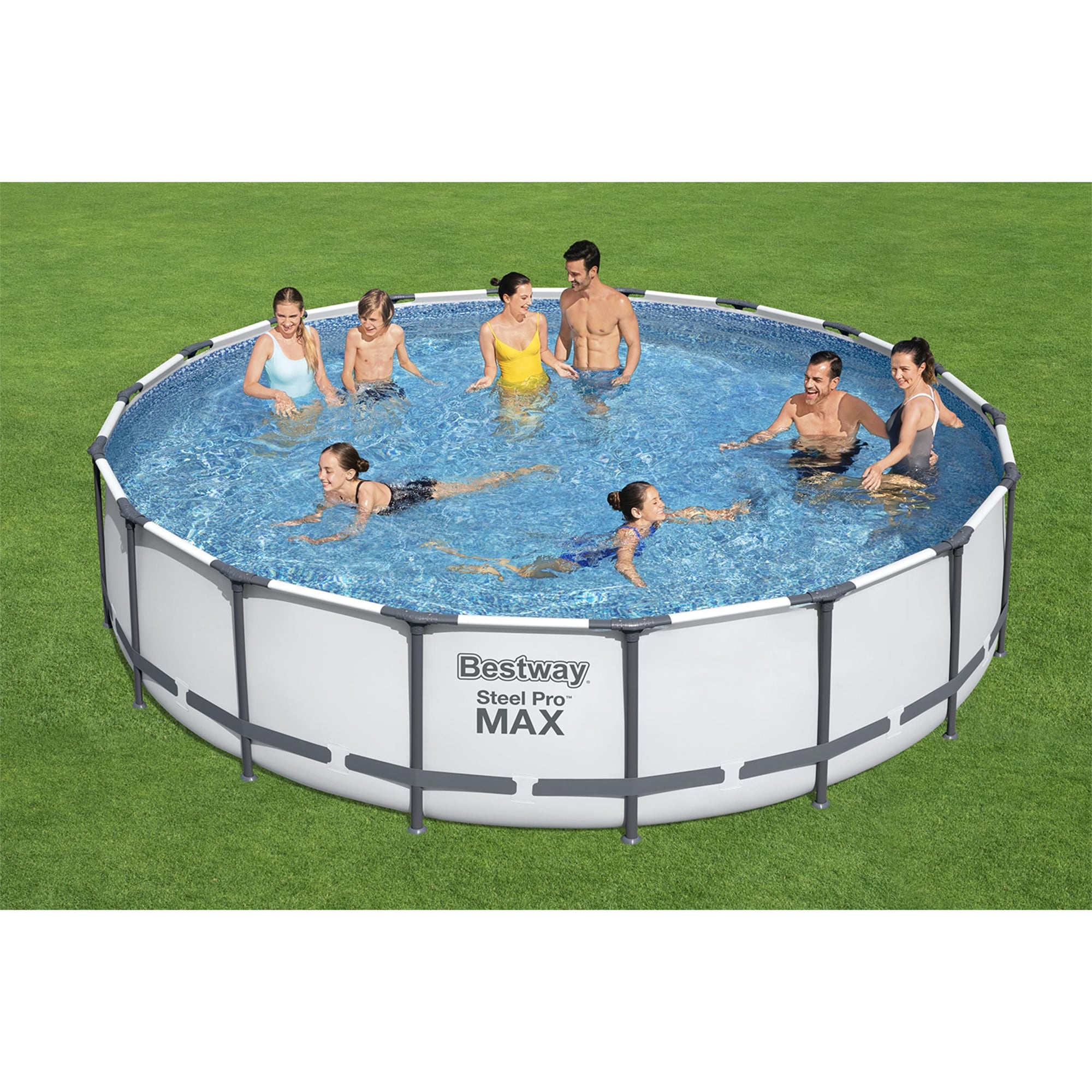 Bestway 18-ft x 18-ft x 48-in Steel Wall Panels Round Above-Ground Pool ...