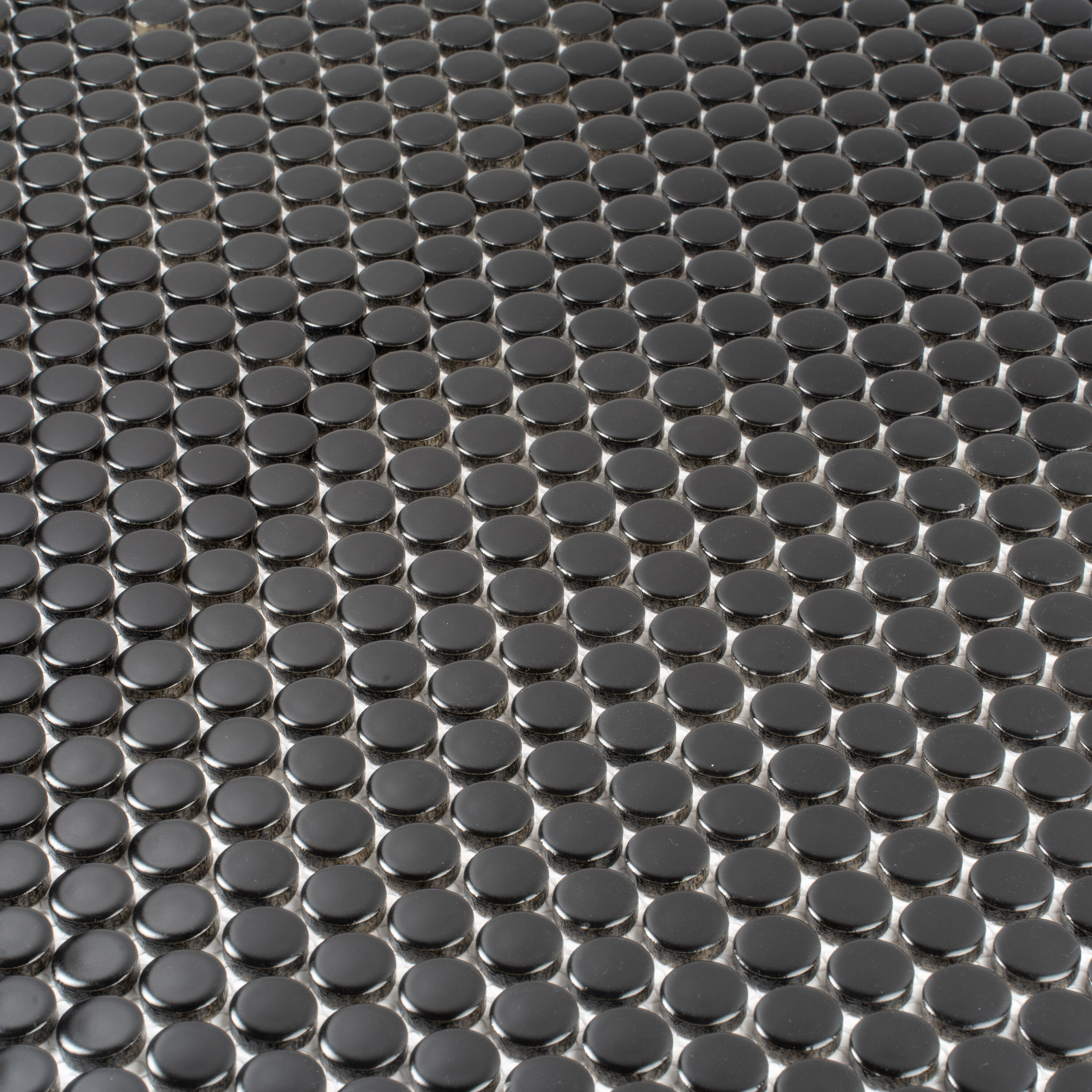 Cirkel 11.46'' x 12.4'' Glossy Black Porcelain Penny Tile Mosaic