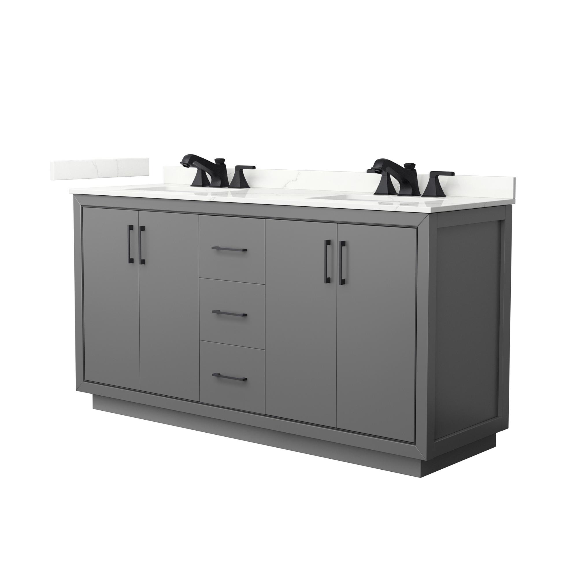 Wyndham Collection WCF111166DGBGTUS3MXX Icon 66-in Dark Gray Undermount Double Sink Bathroom Vanity with Giotto Quartz Top
