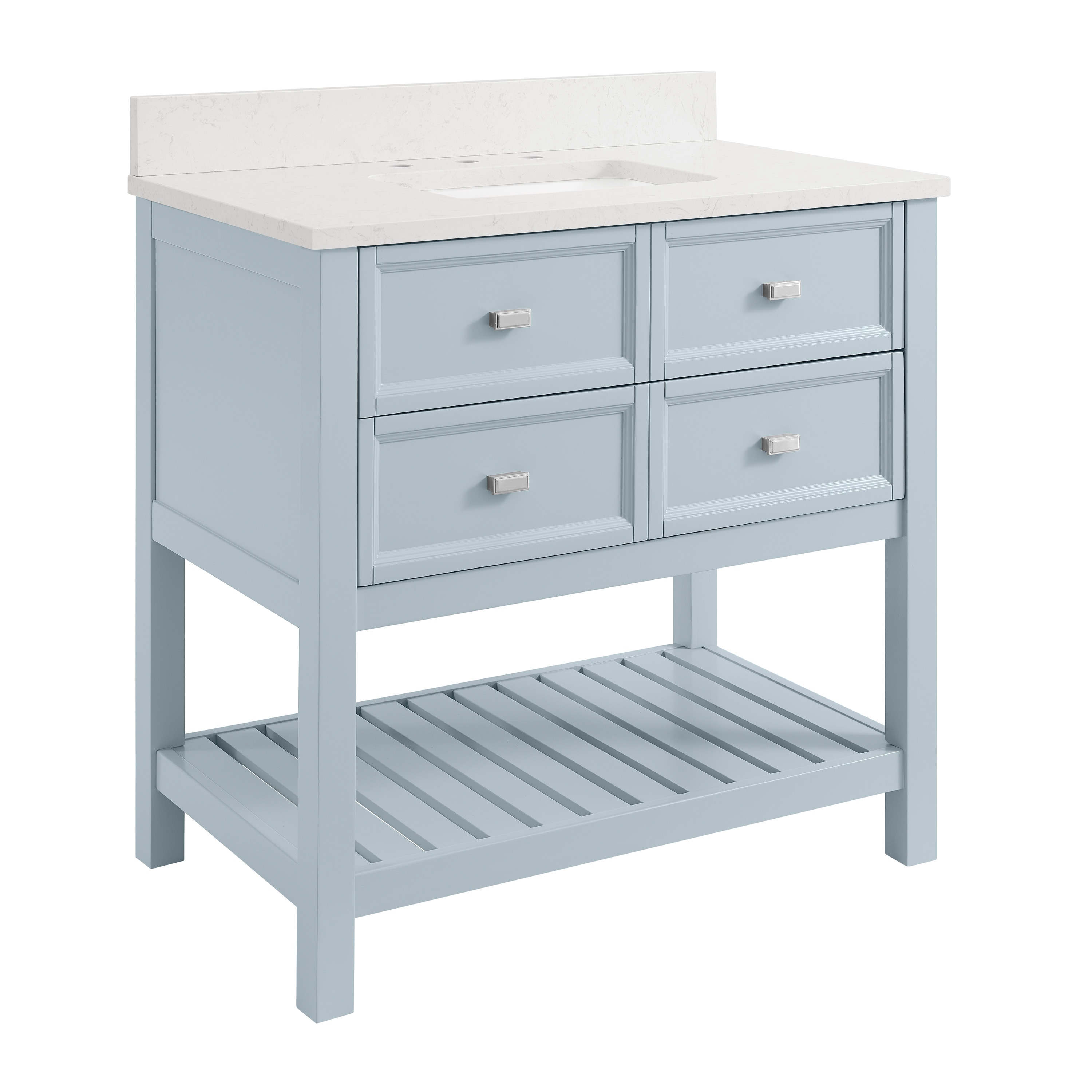 allen + roth Canterbury 36-in Light Blue Undermount Single Sink ...