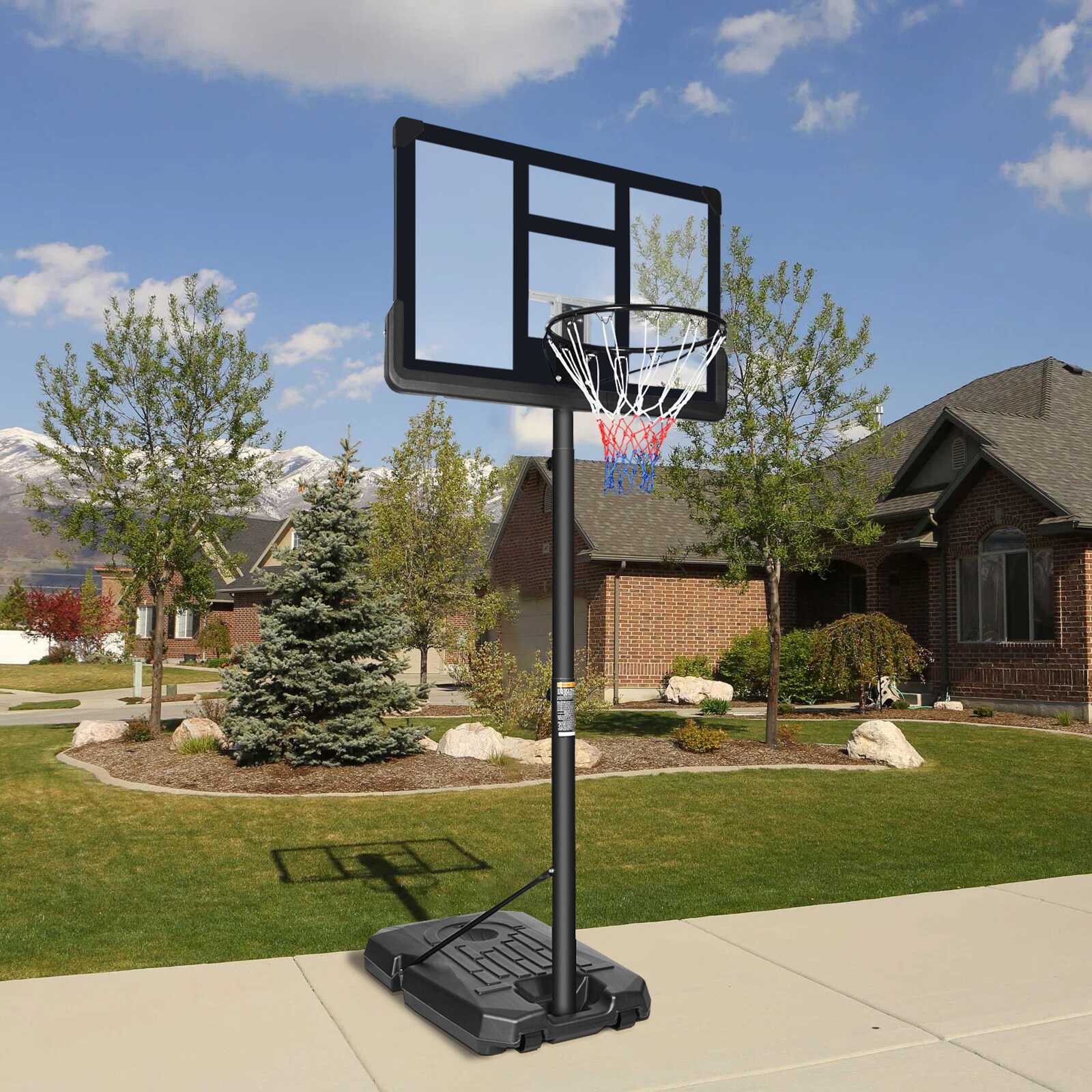Flynama Adjustable Height Basketball System with 44-in x 28-in