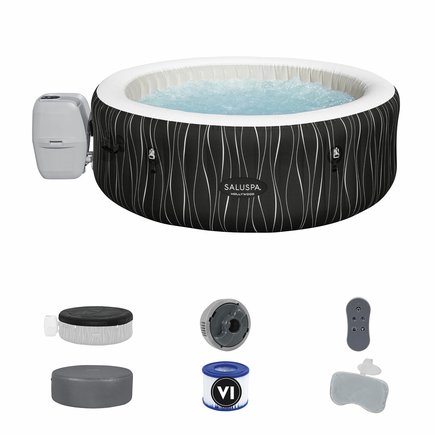 Bestway 324007 SaluSpa 140 Jet 6 -Person Inflatable Round Hot Tub (Cover Included)