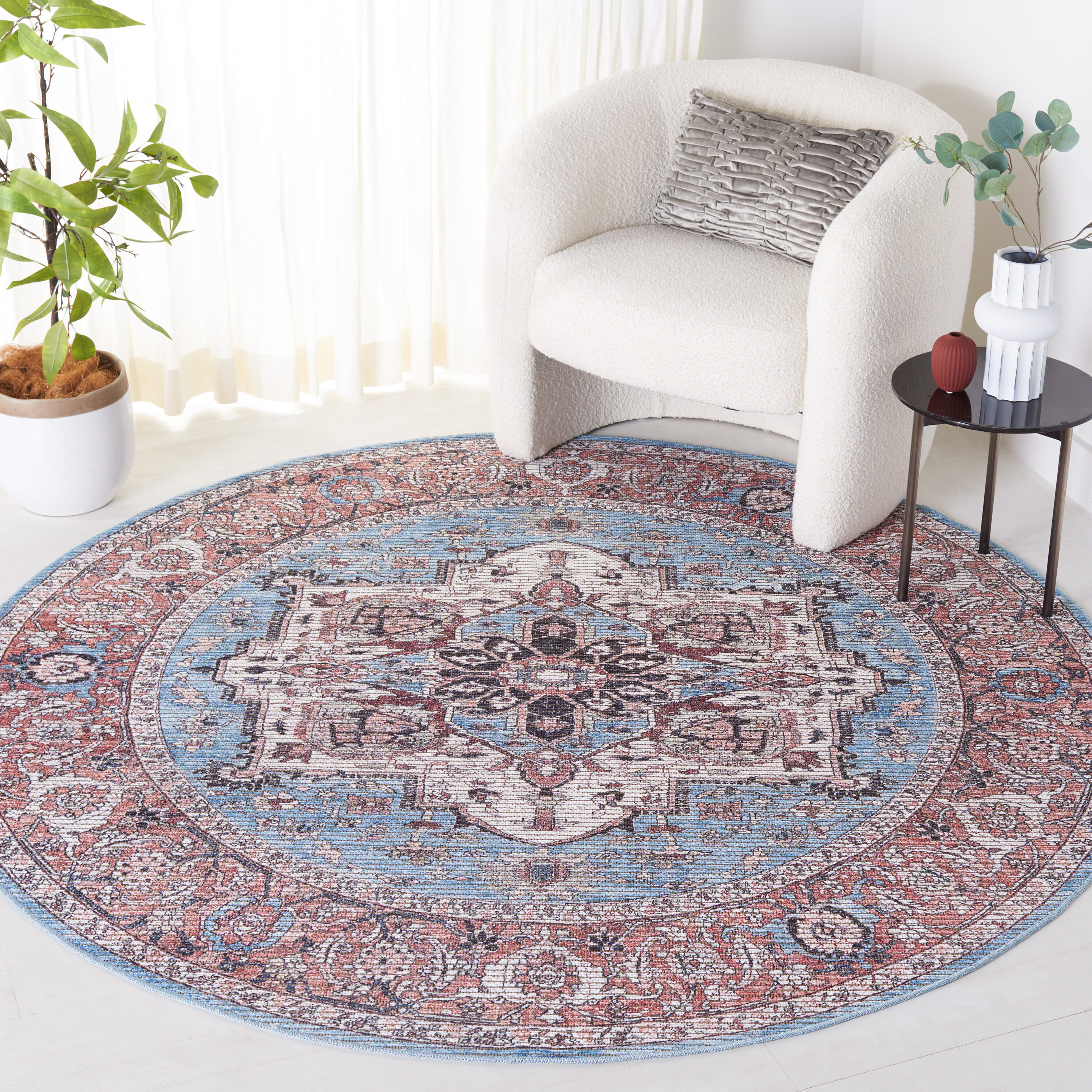 Serapi 622M Blue/Rust 7 x 7 Round Area rug