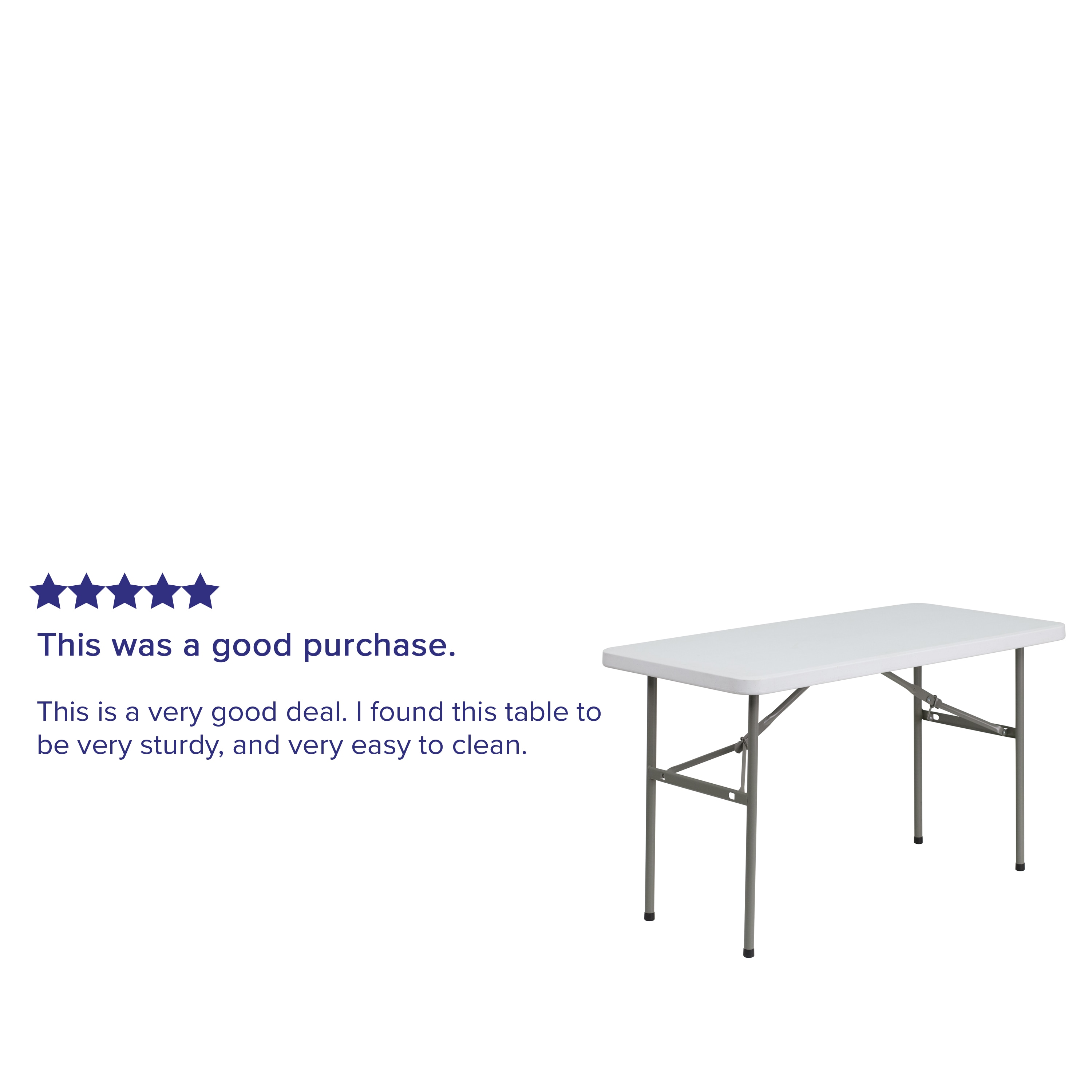 Granite White 4-Foot Rectangular Plastic Folding Table