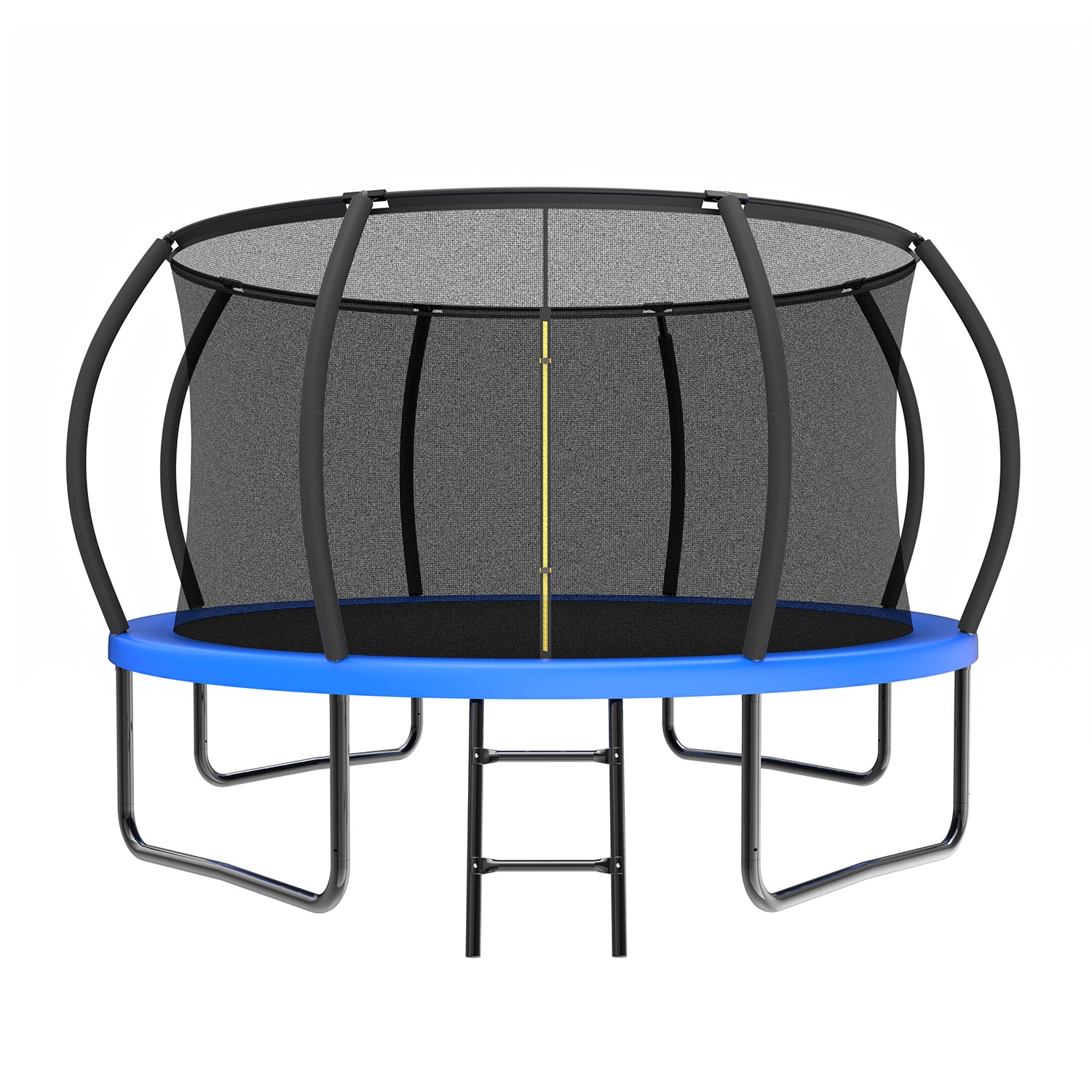 Wooakway 12FT Recreational Kids Trampoline with Safety Enclosure Net and Ladder Outdoor Recreational Trampoline Pumpkin Style with 310g PVC and 110g PE Spring Pad