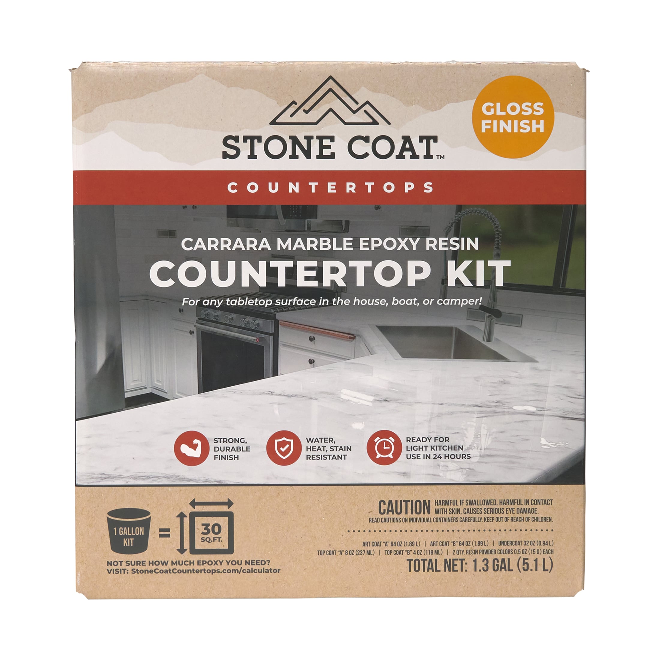 Art Coat 1 Gallon Epoxy Kit (Stone Coat Countertops) Colorable DIY Art Resin  Epoxy with Added UV Inhibitors and Heat Resistance for Coating Surfaces  with Unique Designs! 