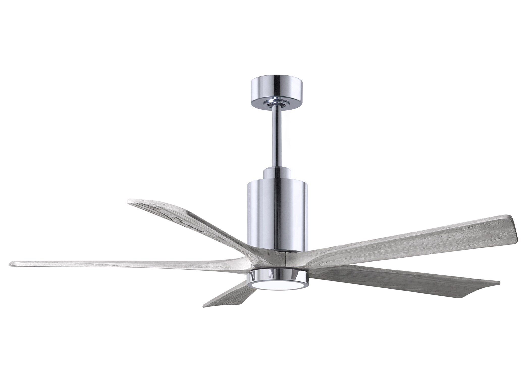Matthews Fan Company PA5-CR-BW-60 Patricia 60-in Color-Changing Integrated LED Outdoor Polished Chrome with Barn Wood Tone Blades Ceiling Fan With Light - Remote Included ( 5 -Blade )