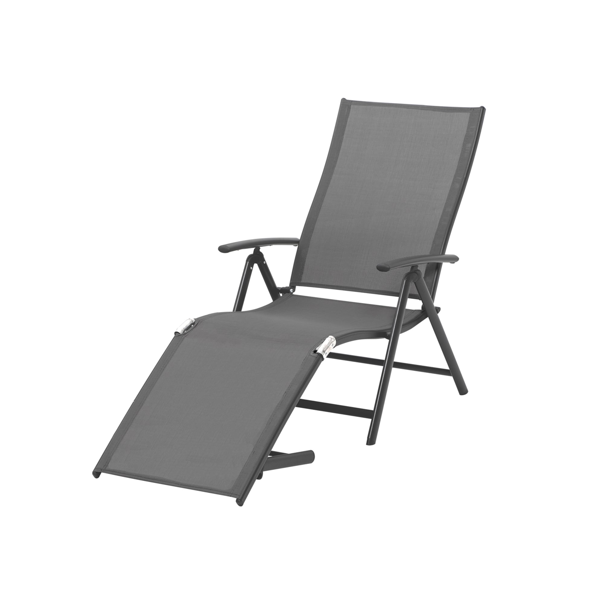 Pellebant PB-LG001GRY-1 Chaise lounge dark brown Aluminum Frame Stationary Chaise Lounge Chair with Brown Mesh Seat