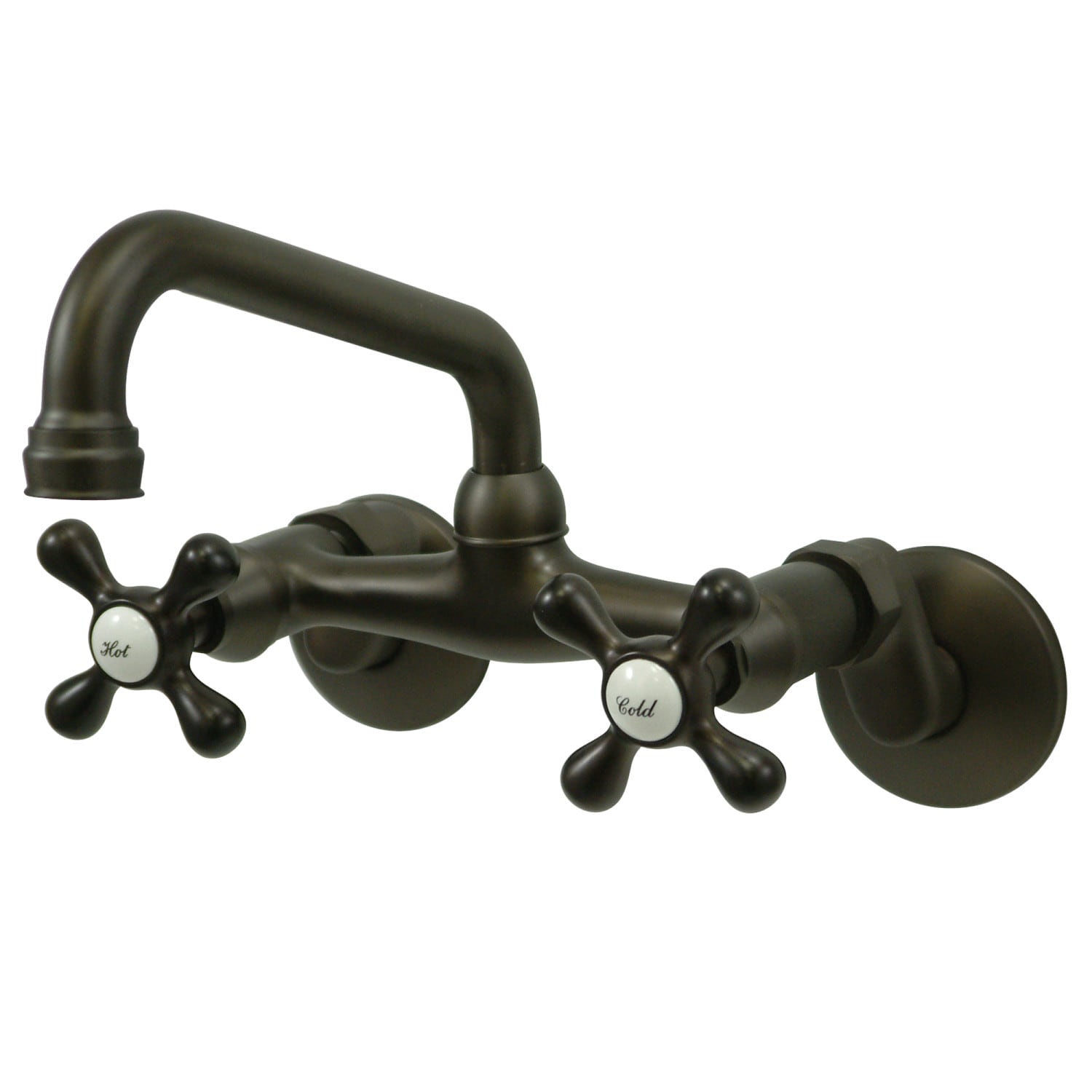 Kingston Brass WLKS213ORB Magellan Oil-rubbed bronze Double Handle Wall-mount Handle Residential Low-arc Kitchen Faucet