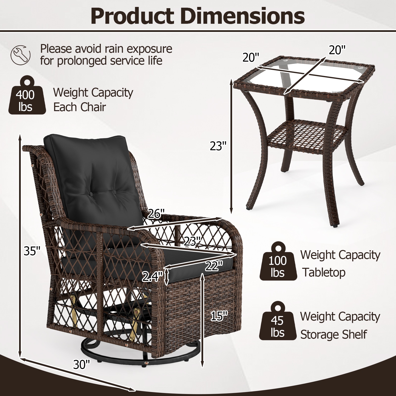 Slickblue D-CO-KD44047WH Patio-Conversation-Sets - View #5