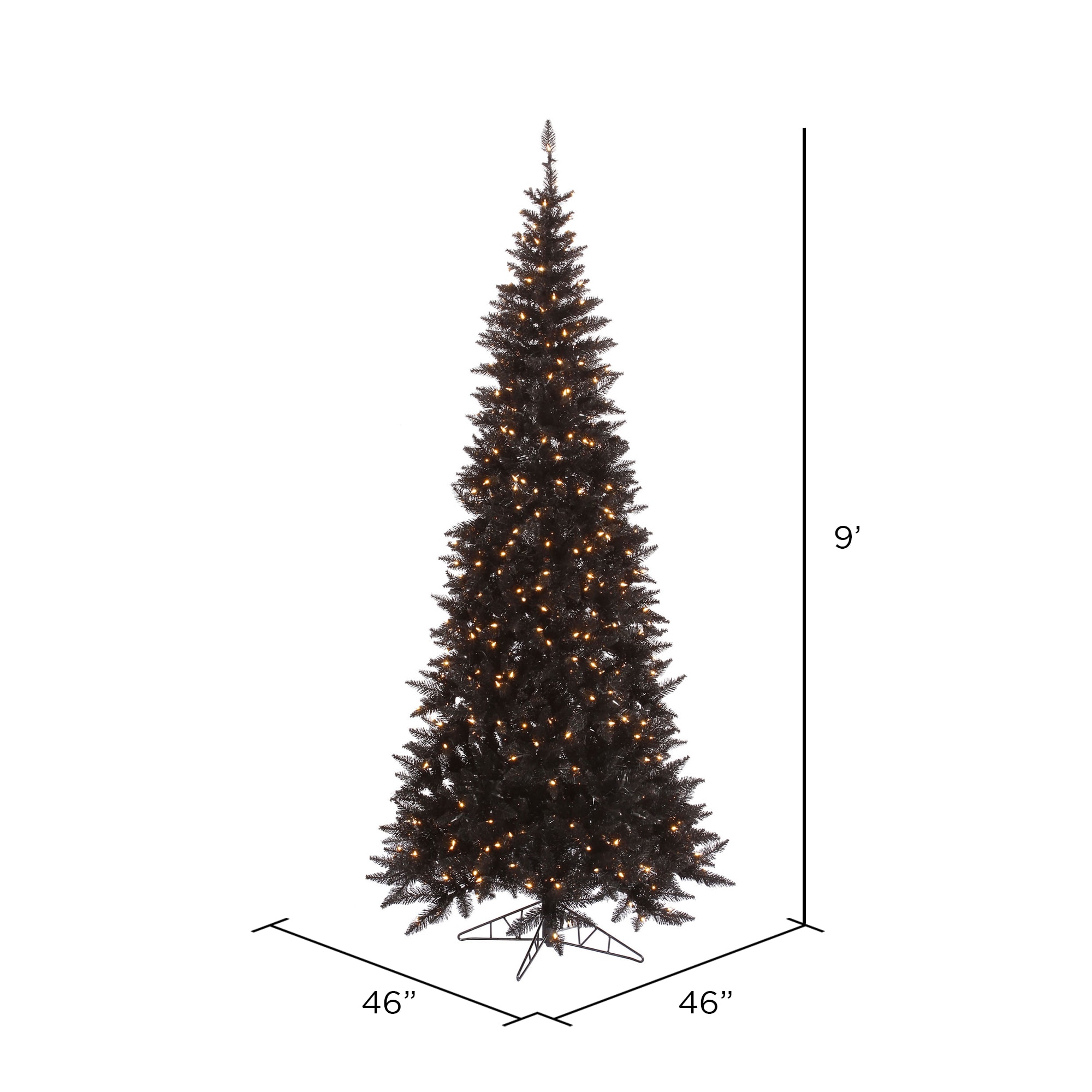 Vickerman 9ft Fir Prelit Black Artificial Christmas Tree with