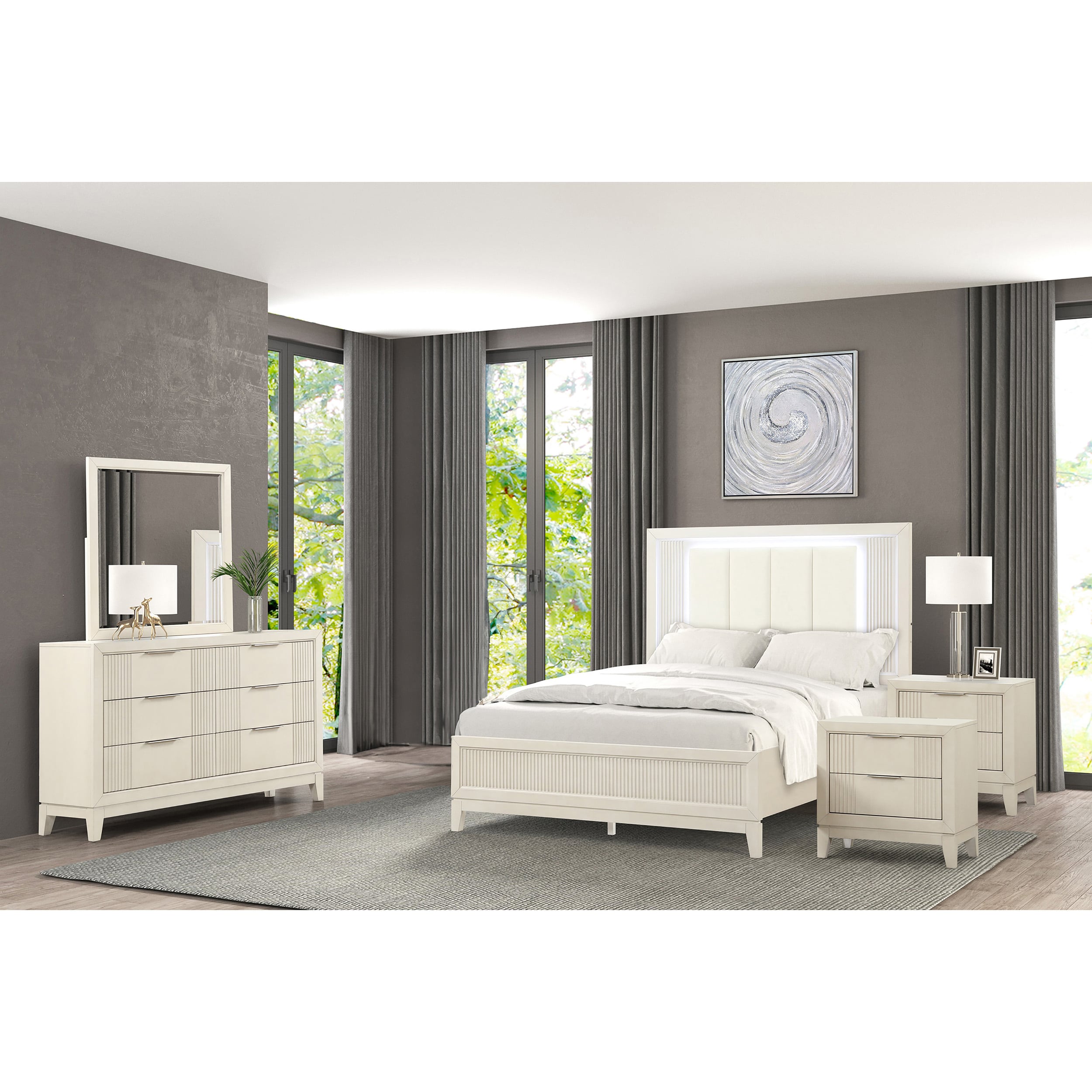 Furniture of America IDFN7700WHQ-NDM Quinby Antique White Queen Bedroom Set