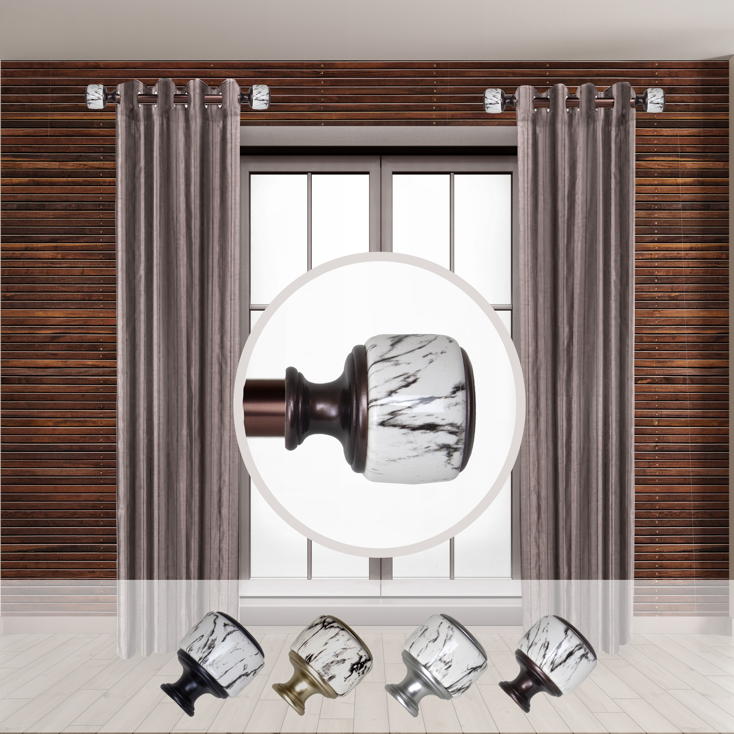 Hart & Harlow LO-SIDE100-52-9 Fernand 1-in 12-in to 20-in Bronze Steel Side curtain rod with Finials