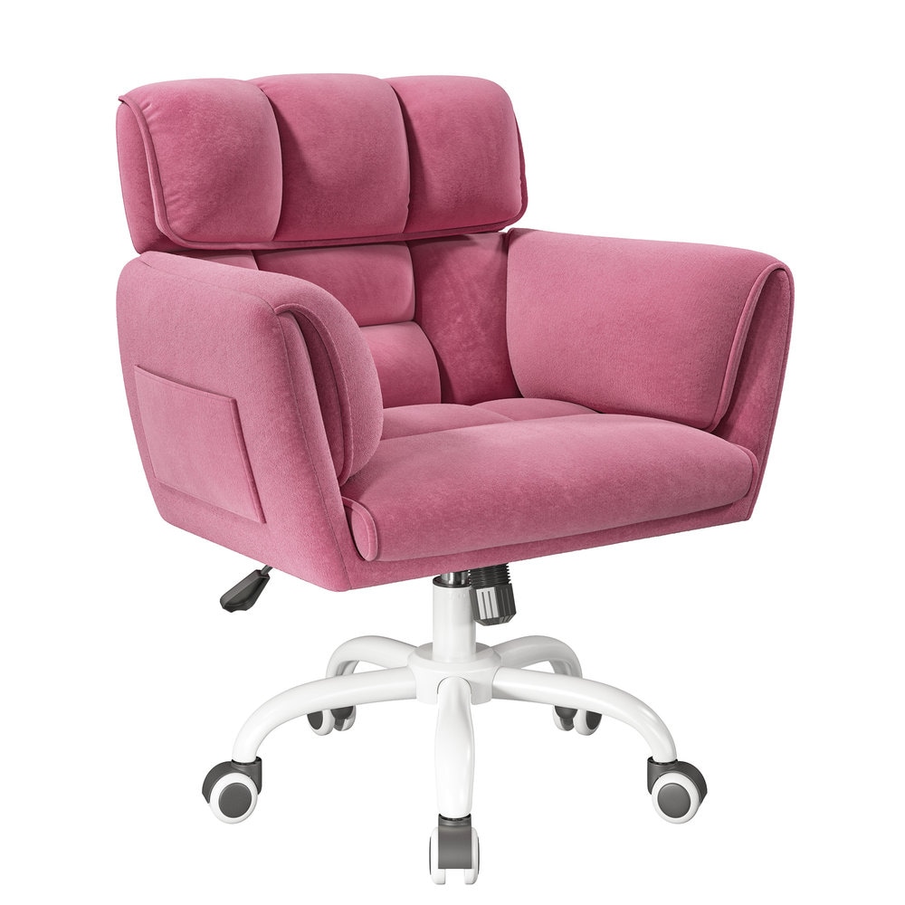 Raybee - 20.5-in W Reclining Pink Metal Frame Accent Chair with Velvet Seat and Wheels
