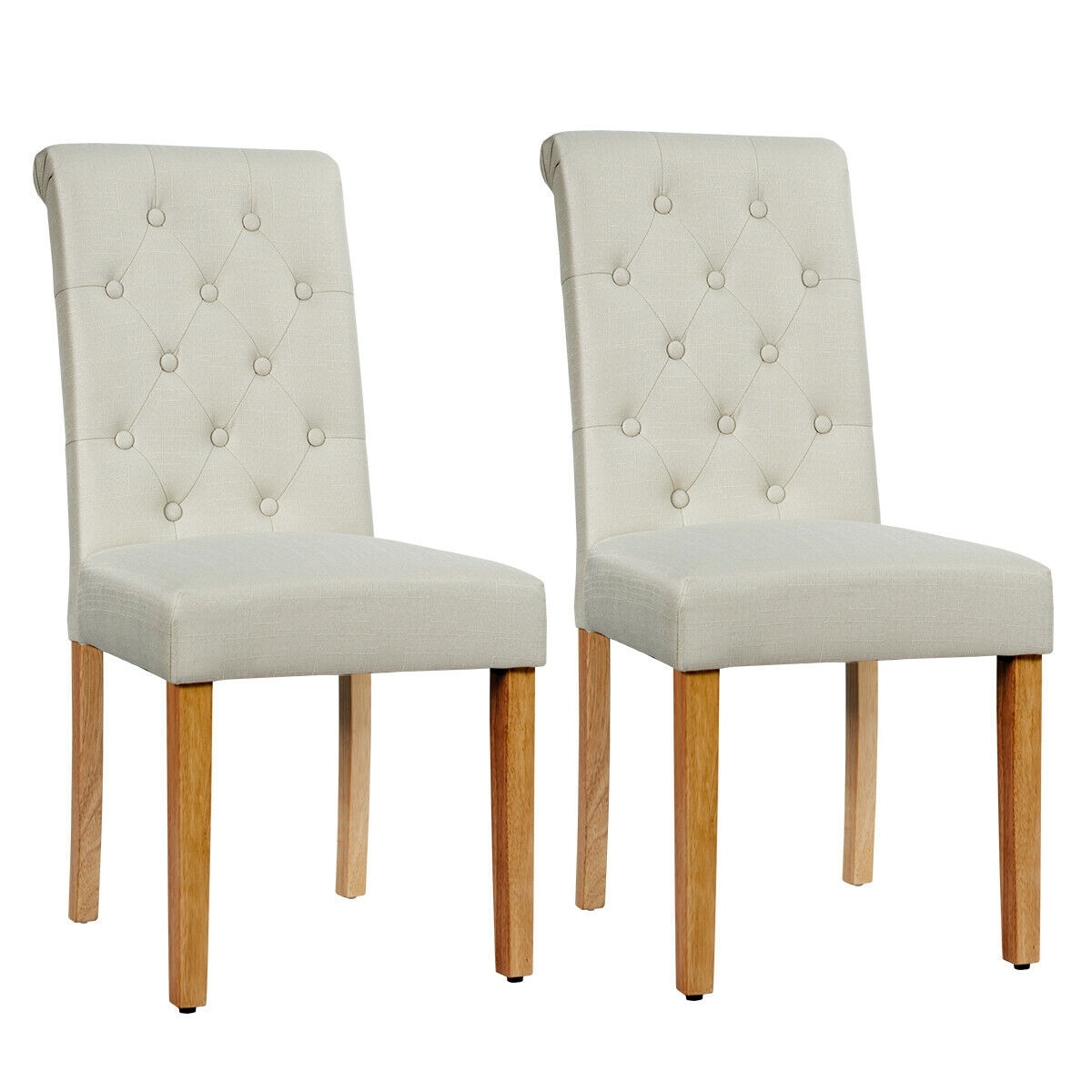 LIVIZA OUG64221BE Traditional Linen Upholstered Dining Side Chair (Wood Frame)