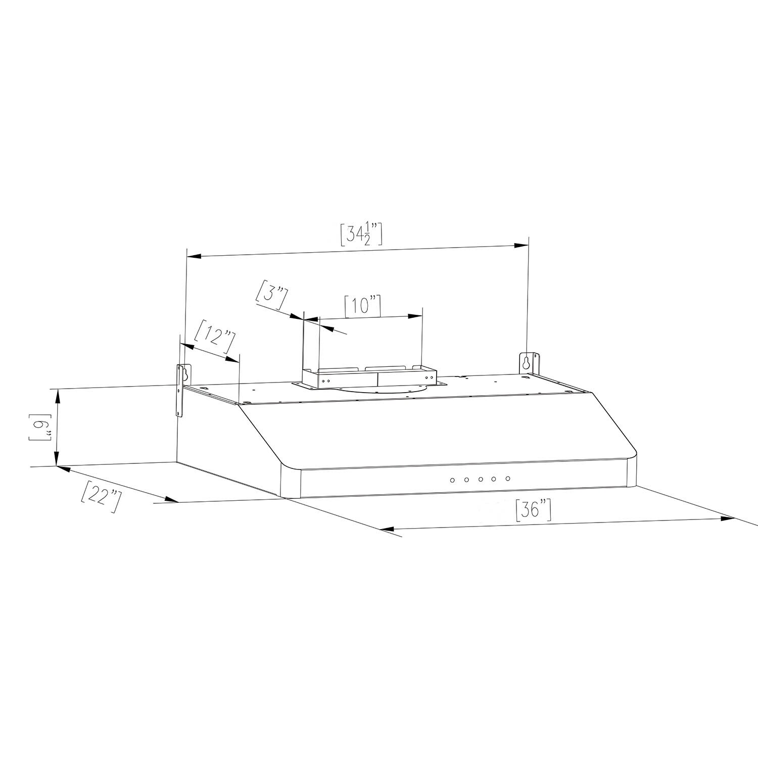 Empava 36 in. 500 CFM Ducted Under Cabinet Range Hood 36RH12