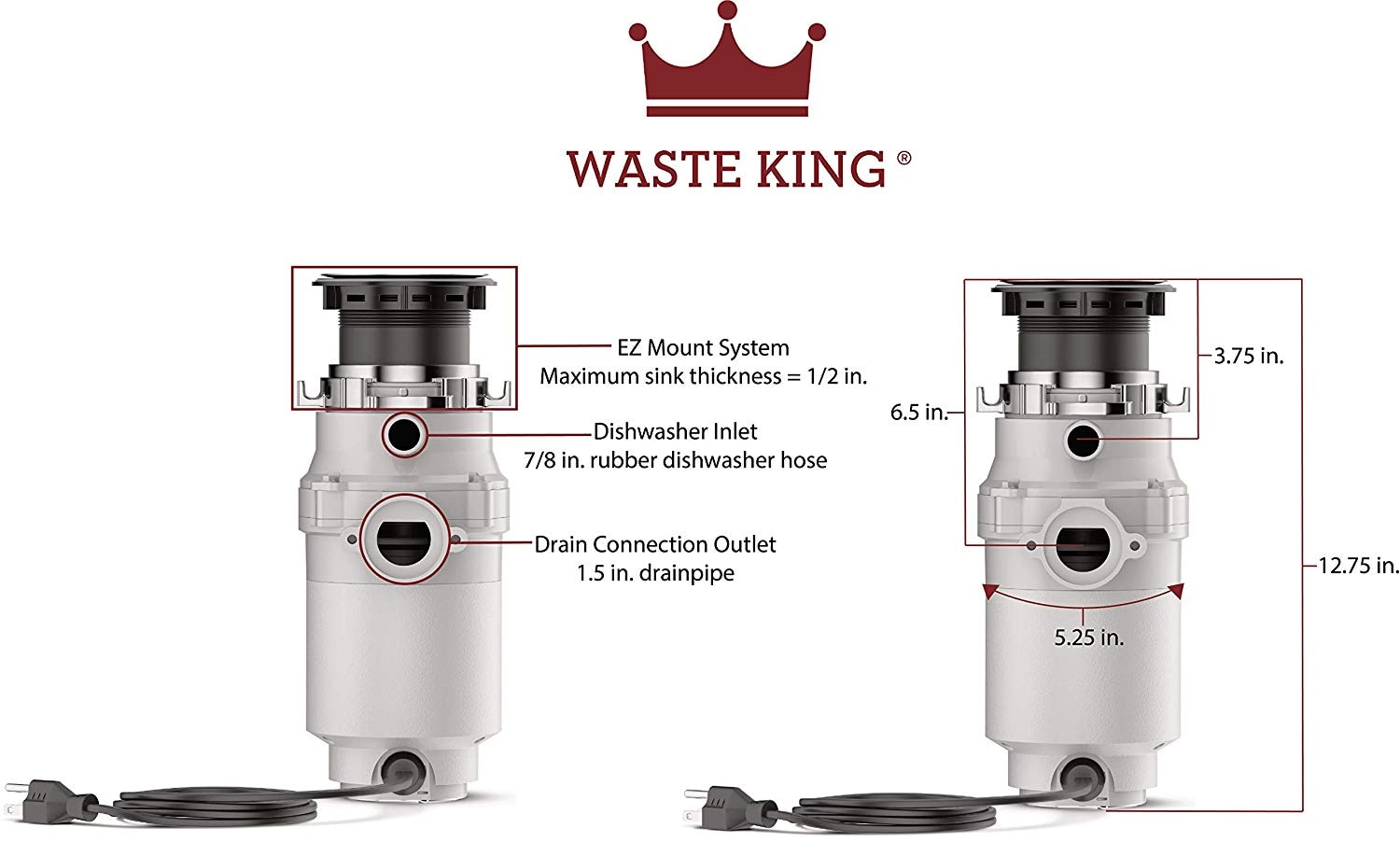 Waste King Legend Corded 1/2-HP Continuous Feed Noise Insulation Garbage  Disposal in the Garbage Disposals department at