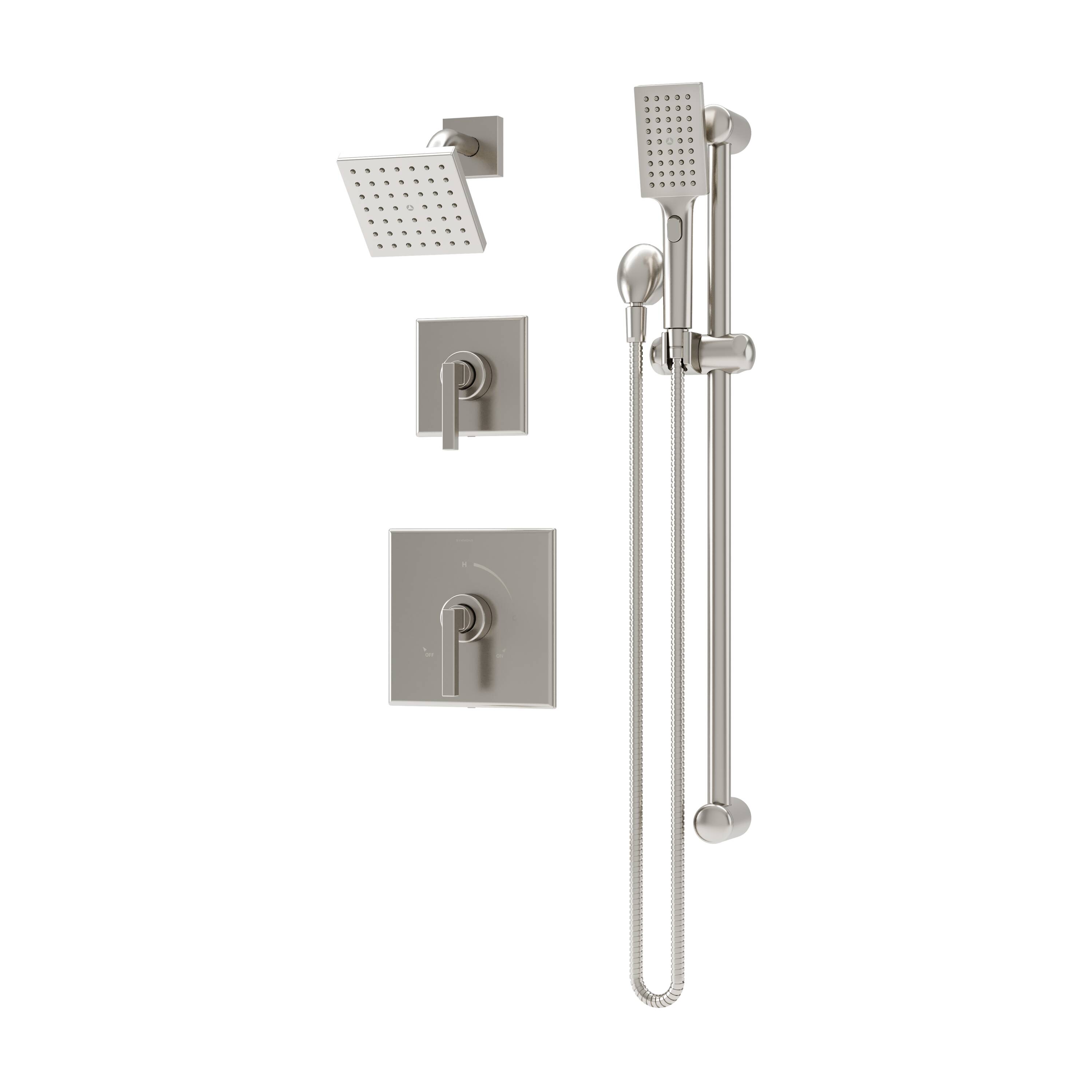 Symmons 3695STN15TRM Duro Satin Nickel 2-handle Multi-head 4.92-Inches Square Shower Faucet