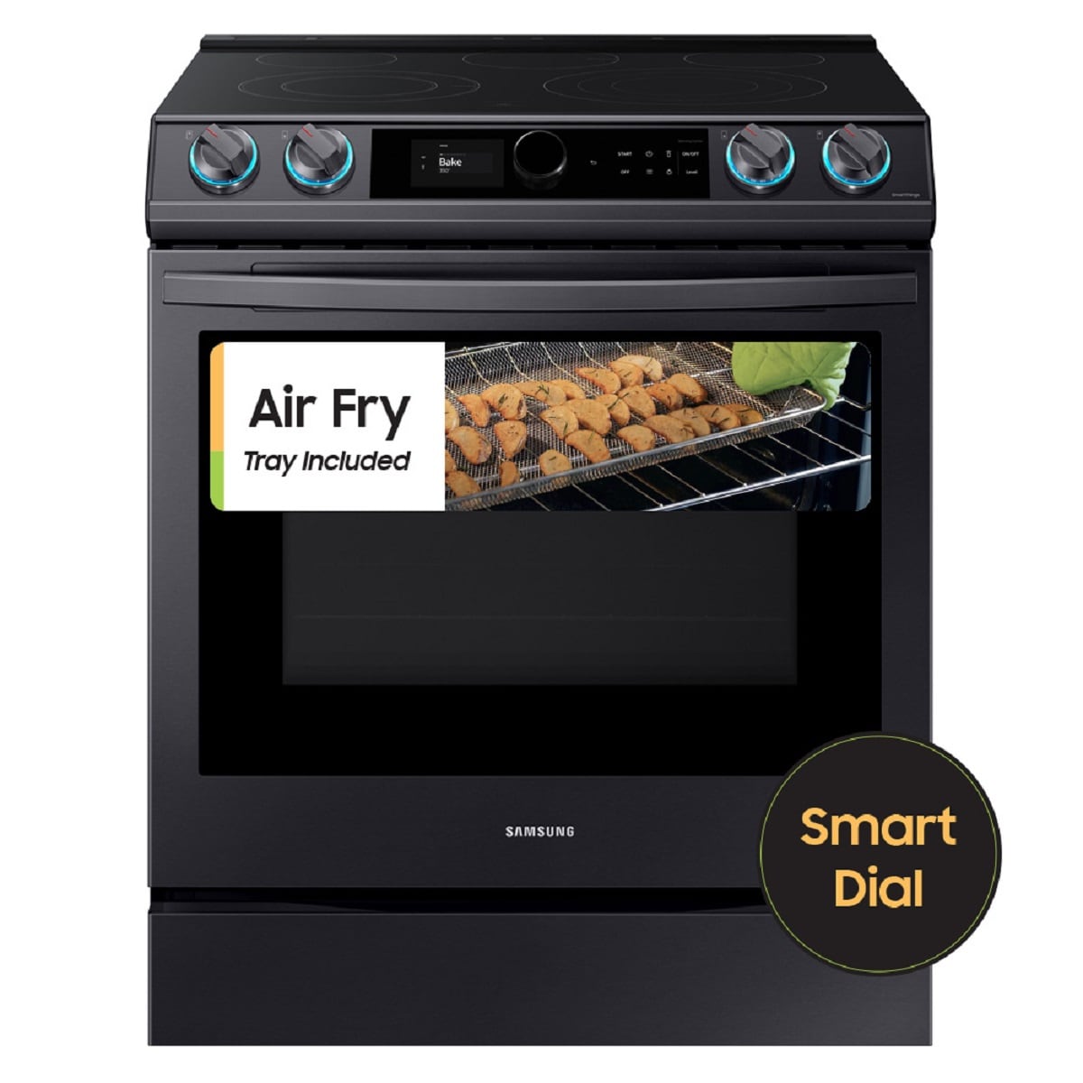 Samsung 30-in Glass Top 5 Elements 6.3-cu ft Self-Cleaning Air Fry