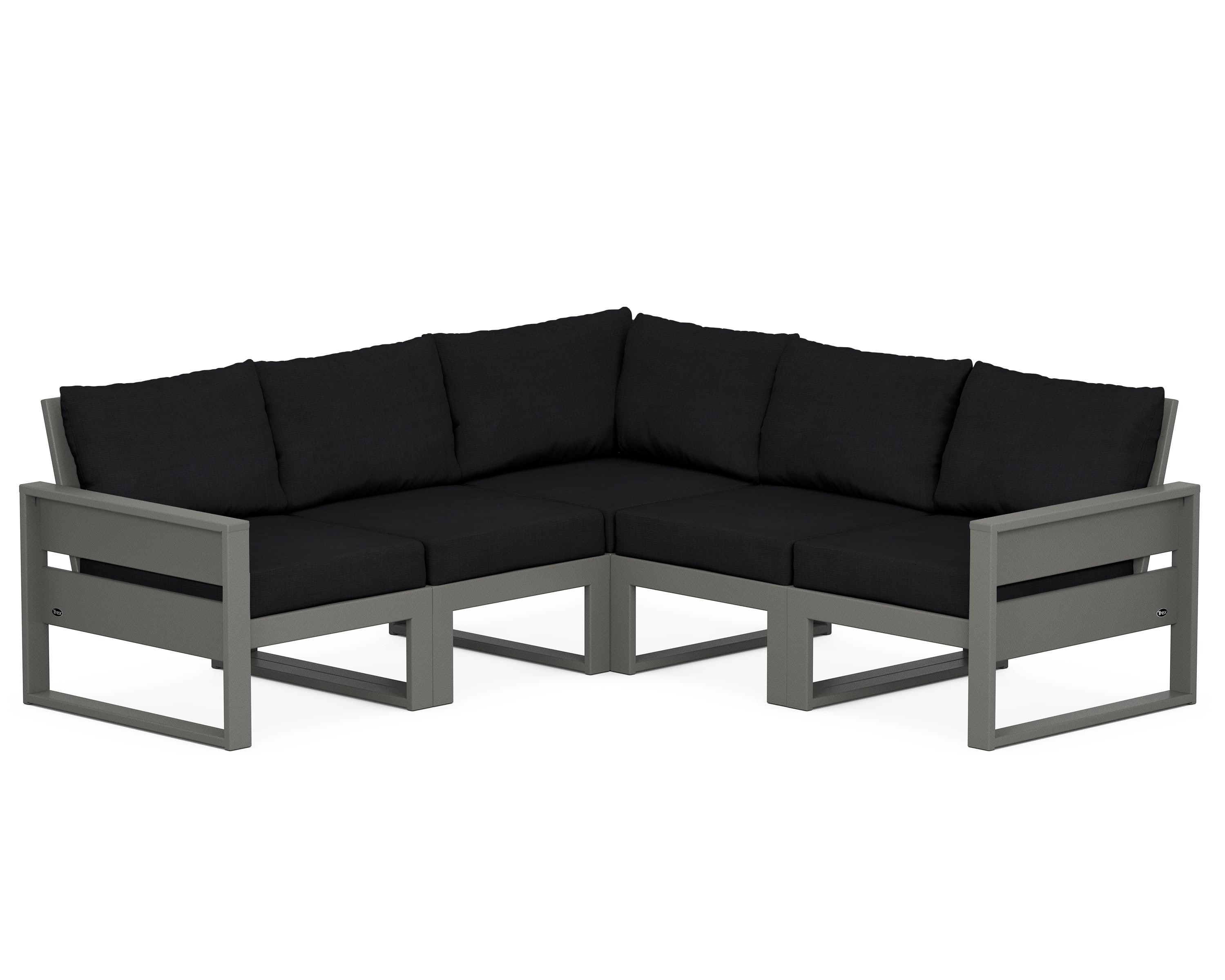 Trex Outdoor Furniture TXS784-2-SS154349 Eastport Outdoor Sectional with Gray Cushions and Plastic Frame